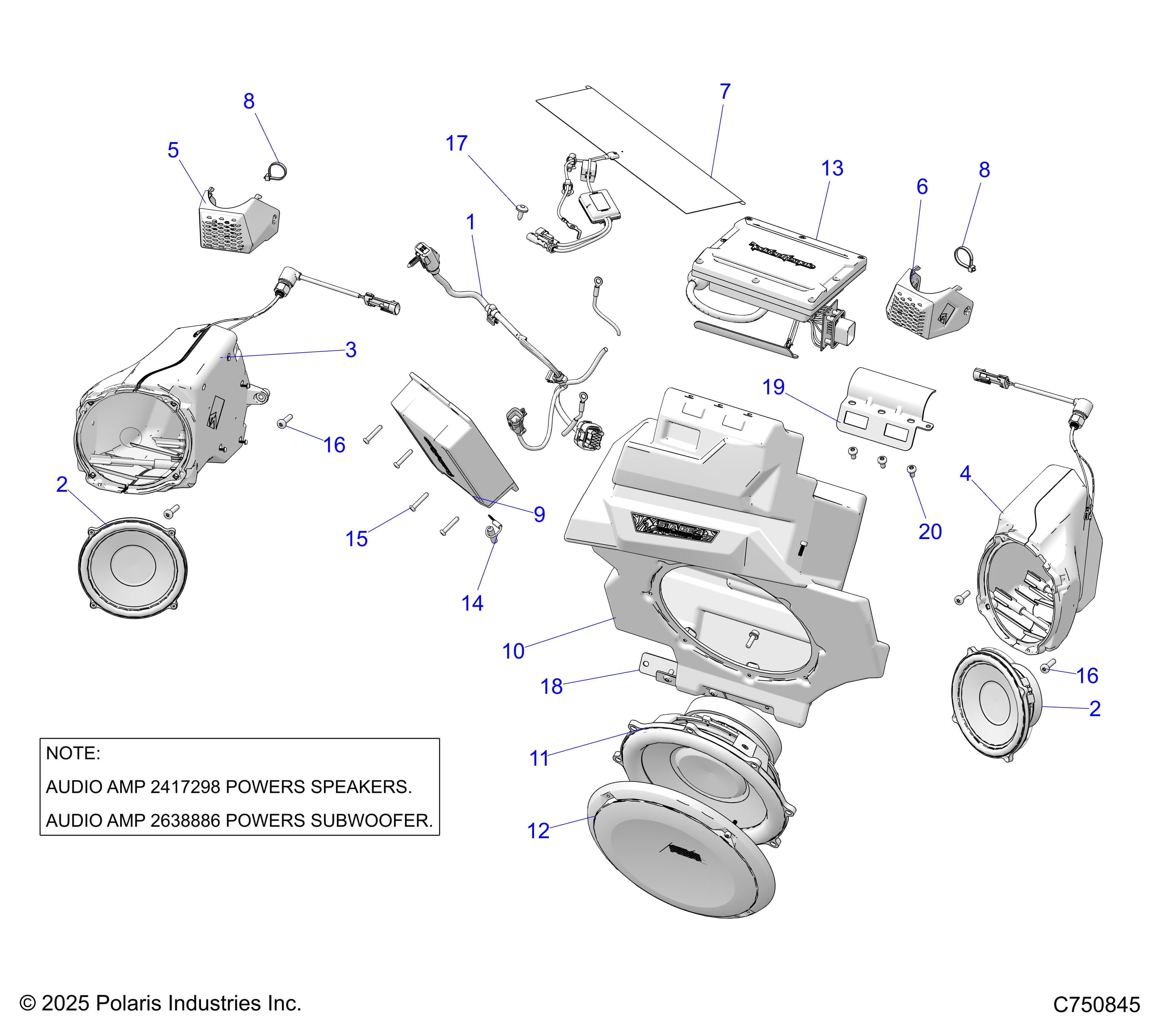 2026 RZR PRO XP 4 ULTIMATE β ELECTRICAL, AUDIO, FRONT - Z26X4D92AH/BH/AN/BN (C750845) diagram