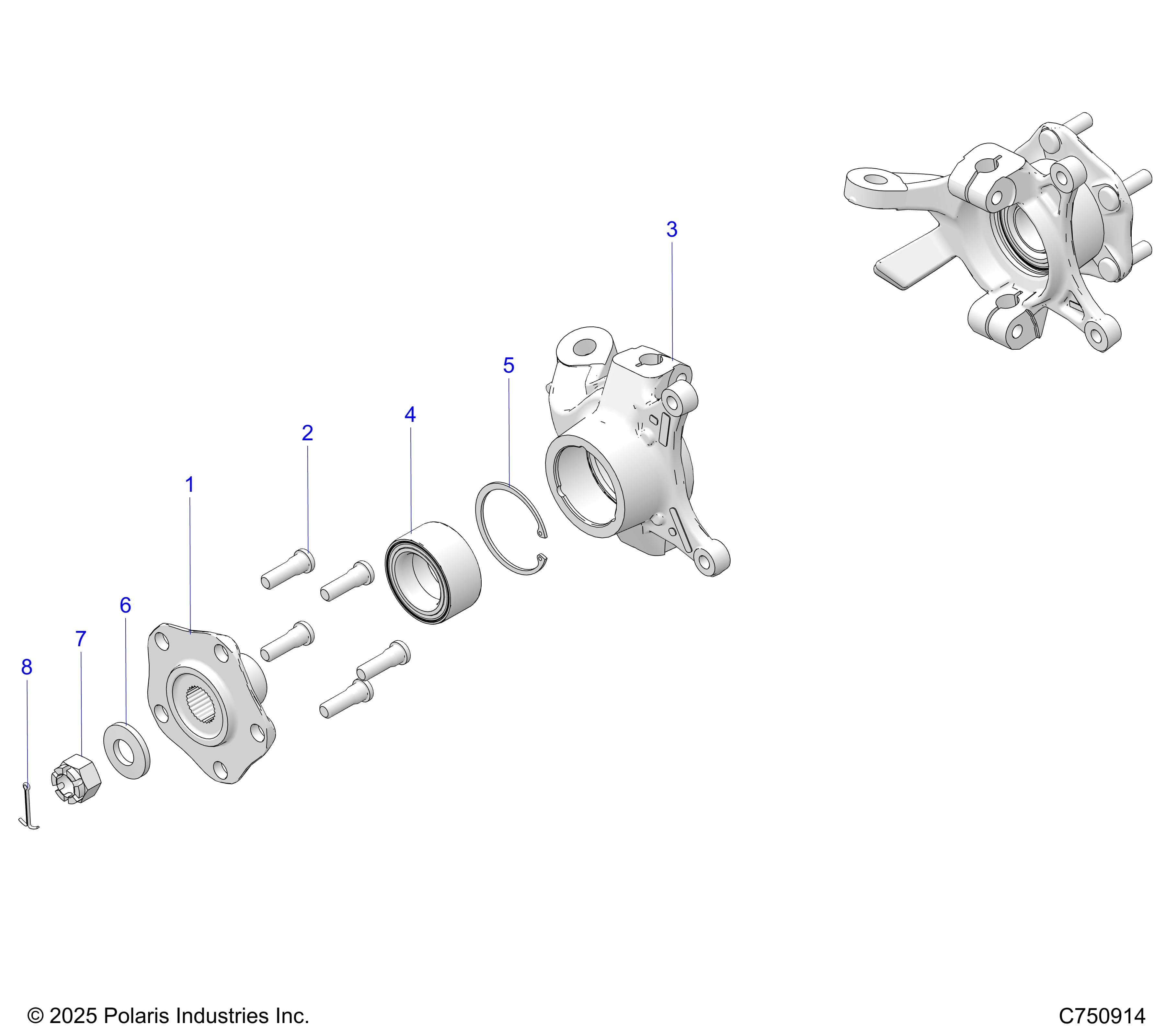 2026 RZR XP S 1000 ULTIMATE β SUSPENSION, FRONT CARRIER AND HUB - Z26NEY99A4/B4/A6/B6 (C750914) diagram