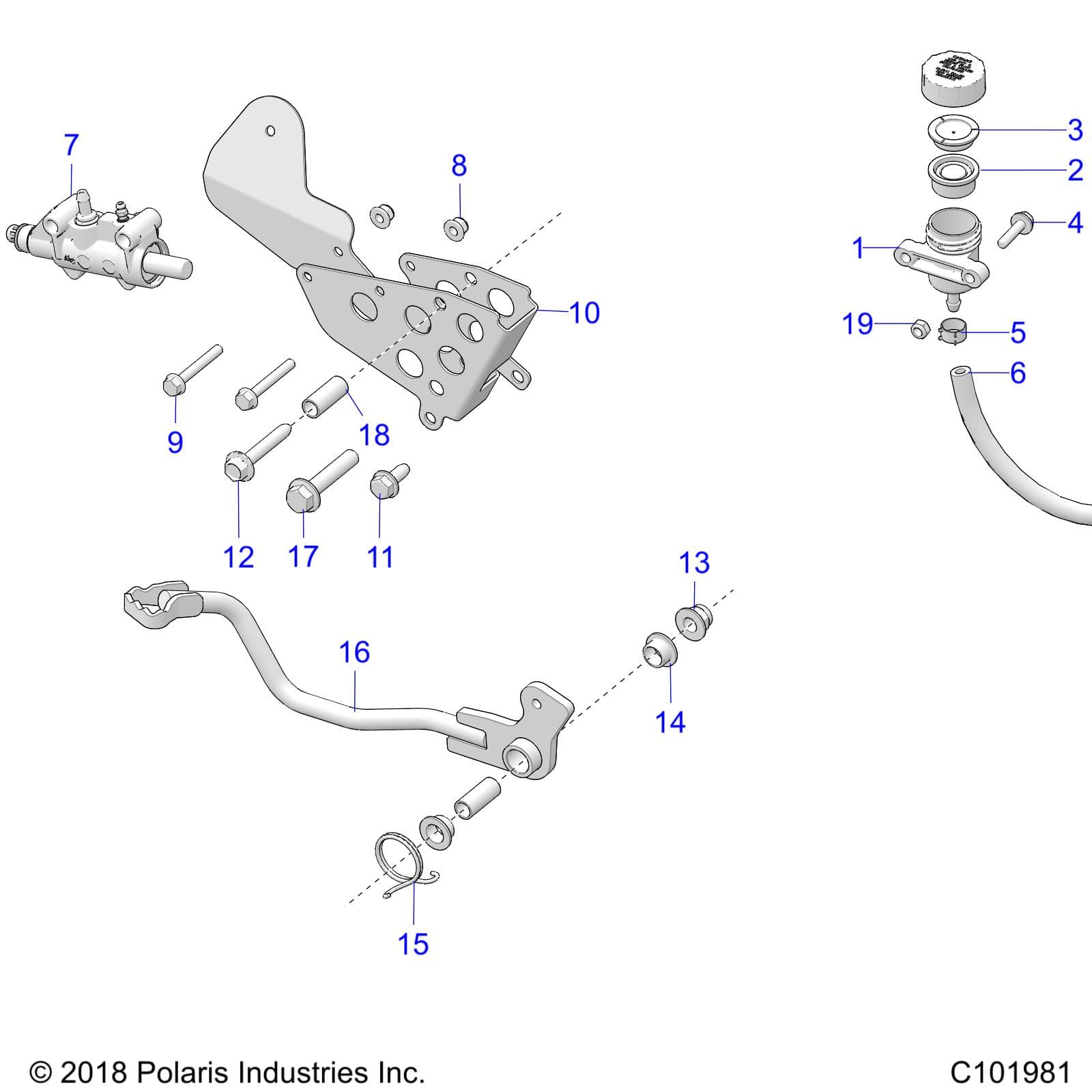 2026 SPORTSMAN 850 EPS PREM 48" R01 - A26SXE85AN/AZ β BRAKES, BRAKE PEDAL and MASTER CYLINDER - A26SXE85AN/AZ (C101981) diagram