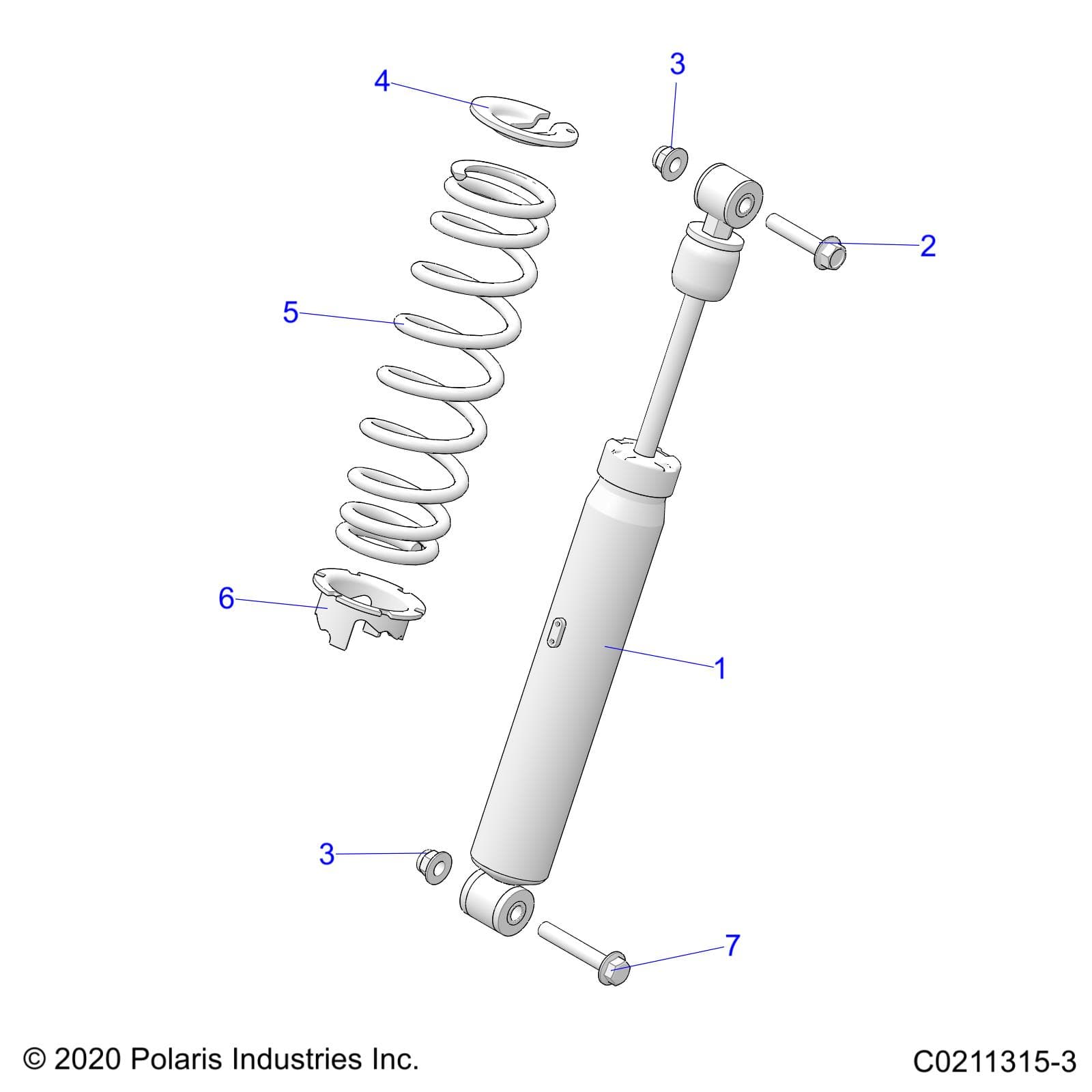2026 SPORTSMAN TOURING 850 48" R02 - A26SYE85AL β SUSPENSION, SHOCK, REAR - A26SYE85AL (C0211315-3) diagram