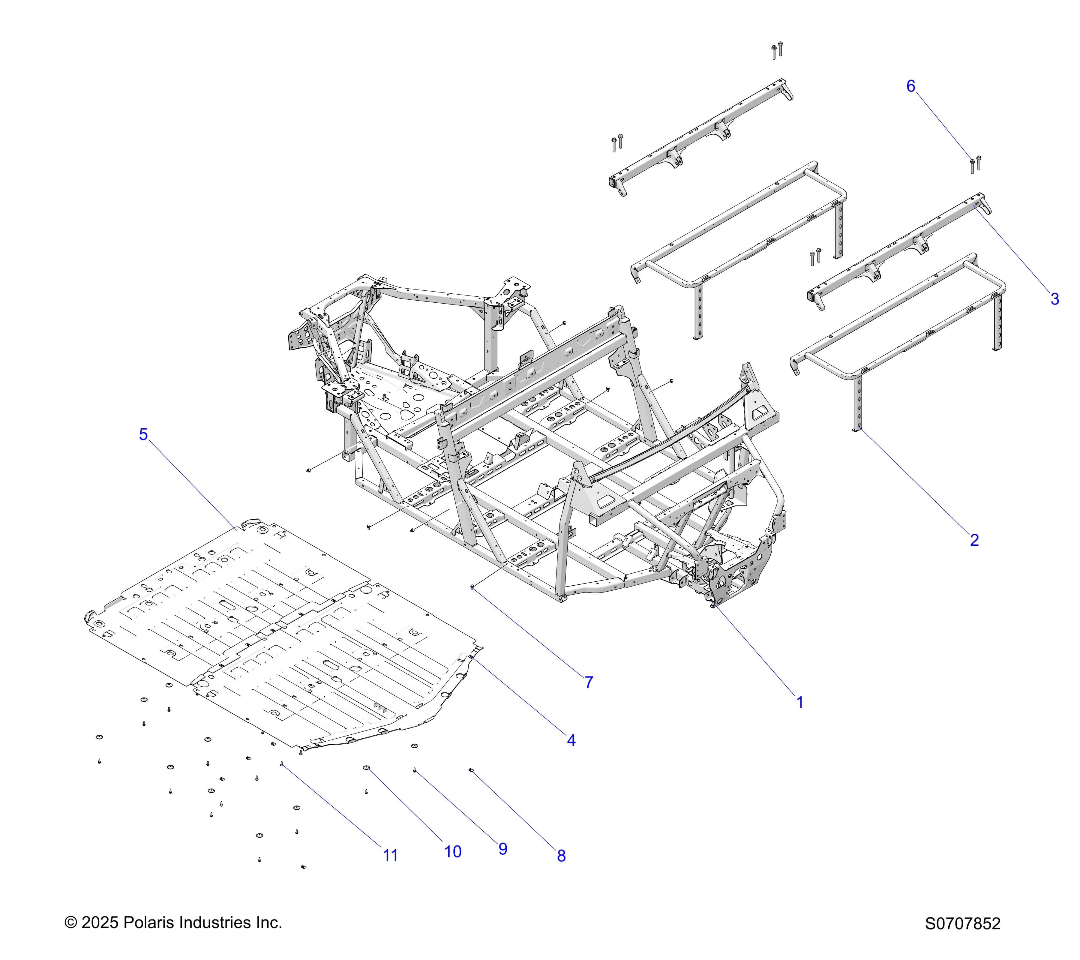 2026 RANGER 1000 CREW NON EPS β CHASSIS, MAIN FRAME & SKID PLATES diagram