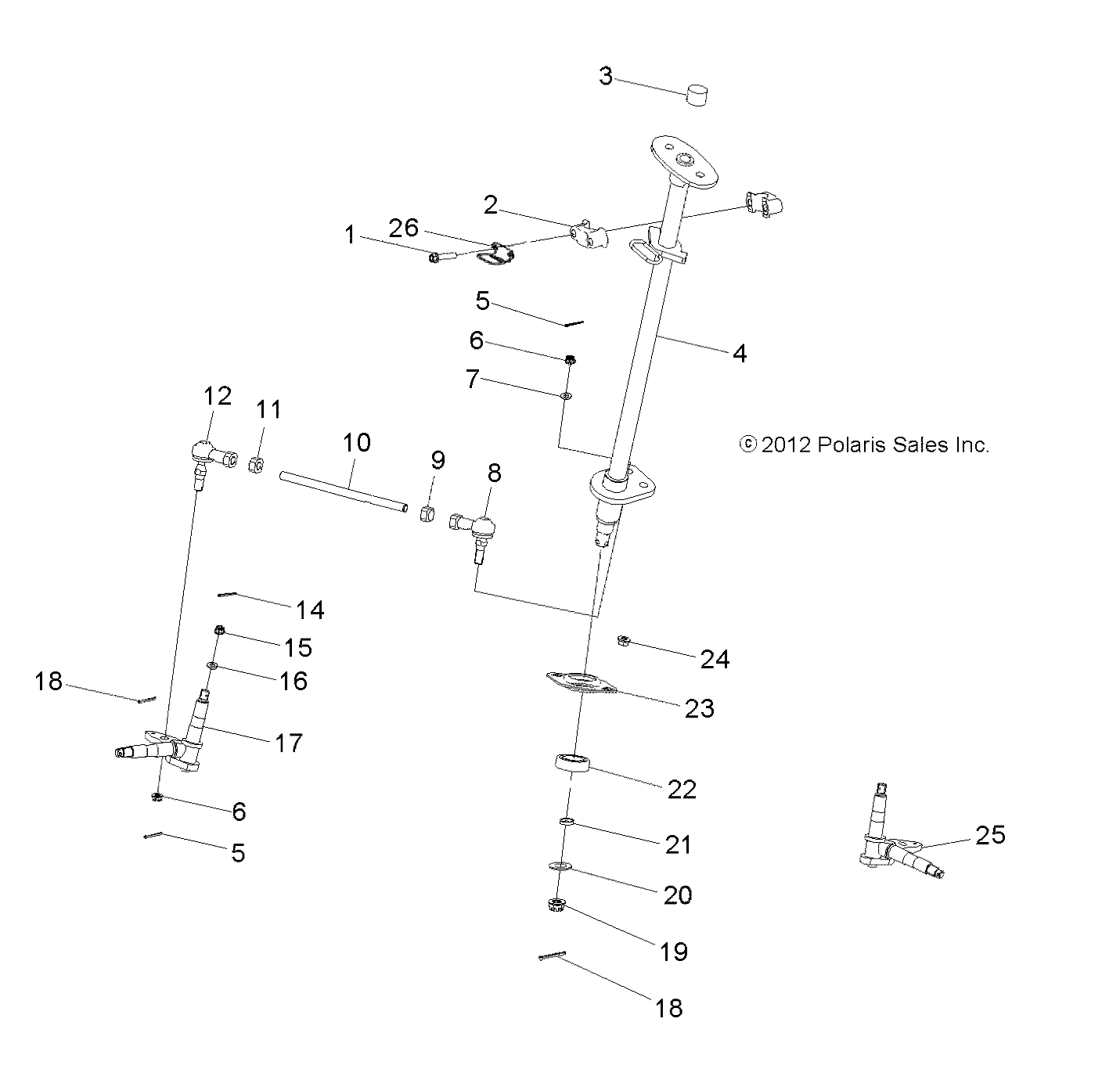 2026 SPORTSMAN 110 R01 - A26YFA11B5 β STEERING, STEERING POST and TIE ROD ASM. - A26YFA11B5 (49ATVSTEERING13OUT90) diagram