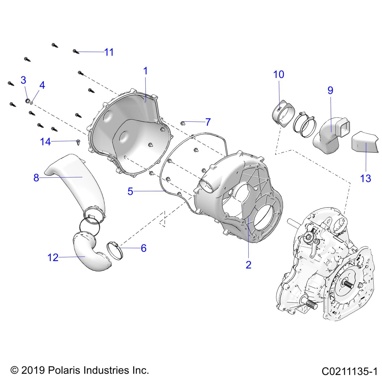 2026 SPORTSMAN 850 48" R02 - A26SXA85A1 β BODY, CLUTCH COVER - A26SXA85A1 (C0211135-1) diagram