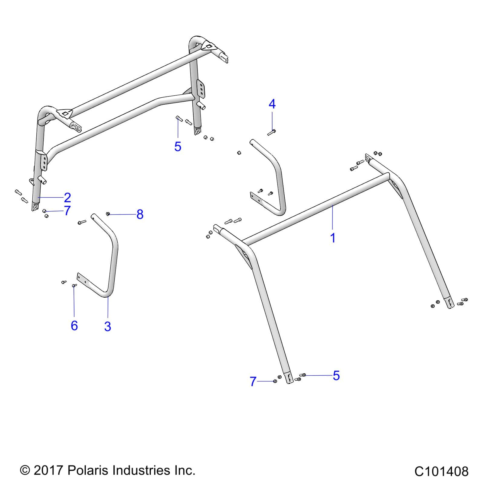 2026 RANGER 150 EFI β CHASSIS, CAB FRAME AND SIDE BARS - R26HZA15A5/B5 (C101408) diagram