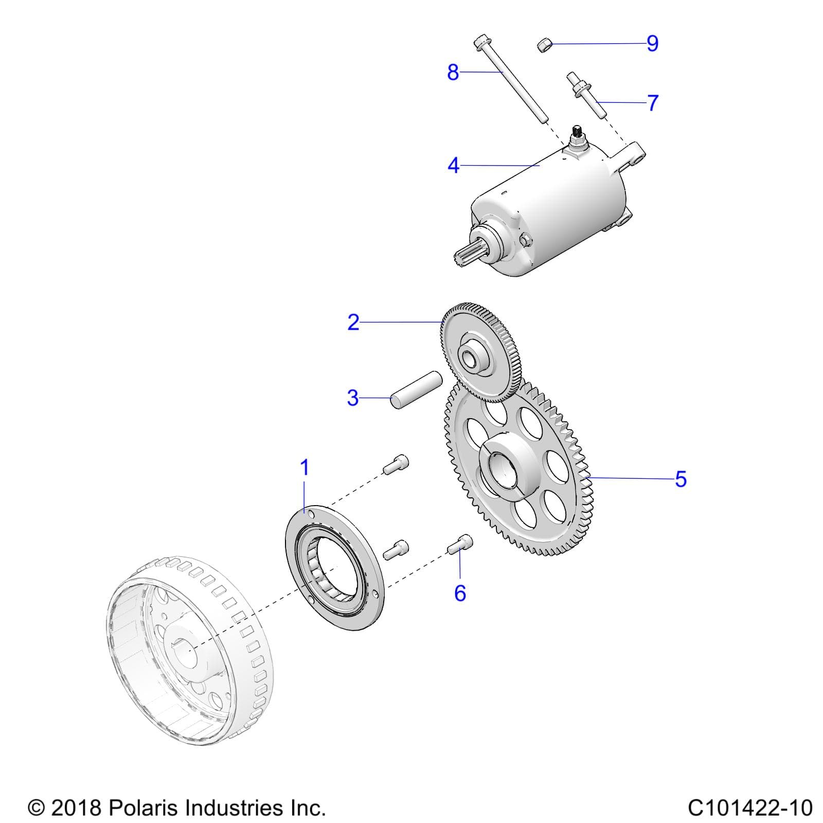 2026 SPORTSMAN TOURING 570 PREM β ENGINE, STARTER DRIVE - A26SDZ57AB (C101422-10) diagram