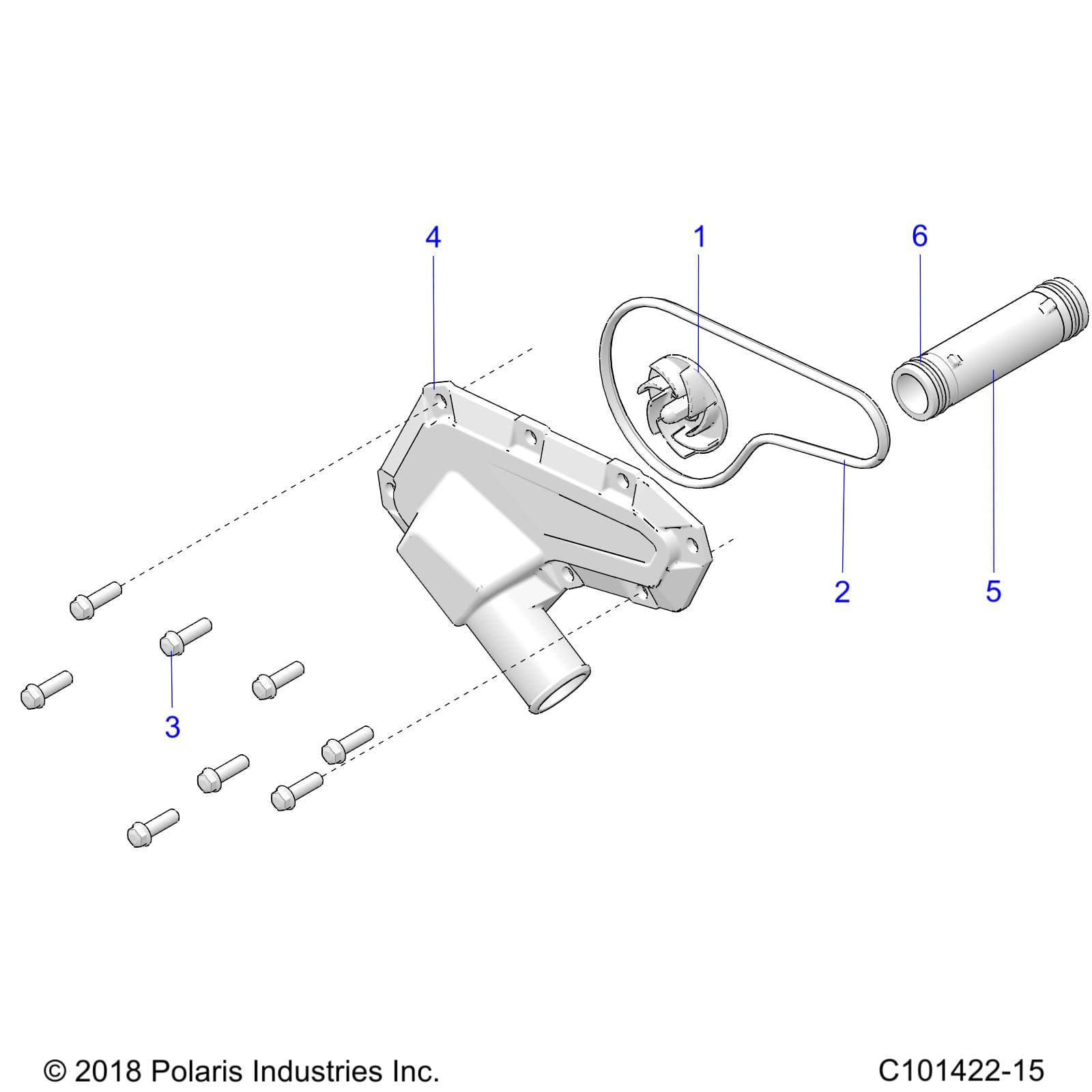 2026 SPORTSMAN 450 50S β ENGINE, WATERPUMP IMPELLER and COVER - A26SEA50B1/B4 (C101422-15) diagram