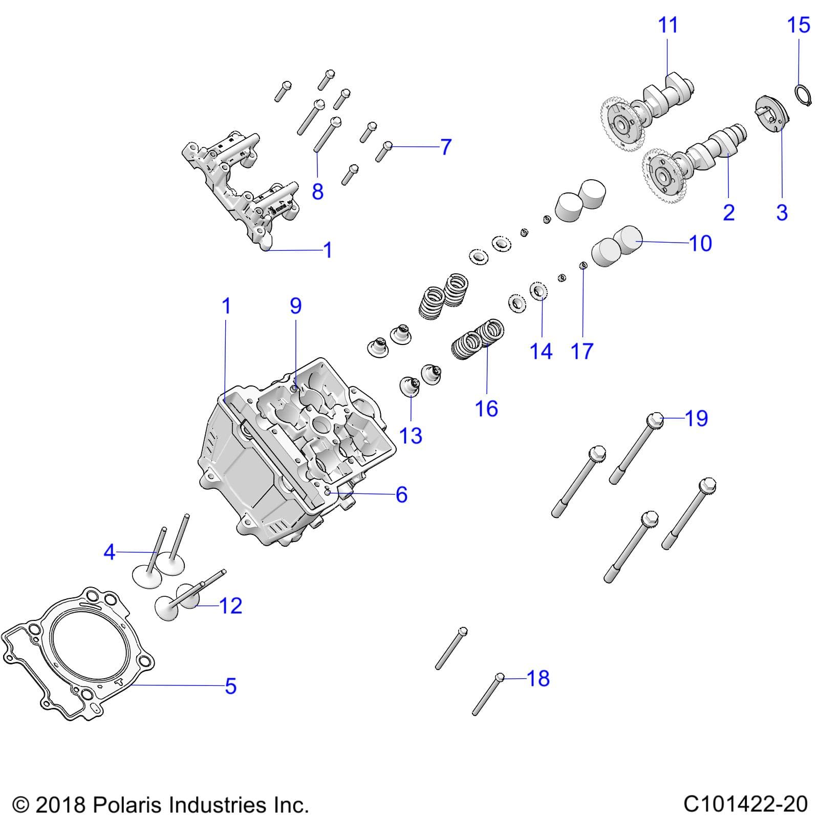 2026 SPORTSMAN 570 X2 EPS β ENGINE, CYLINDER HEAD, CAMS and VALVES - A26SWE57AL (C101422-20) diagram
