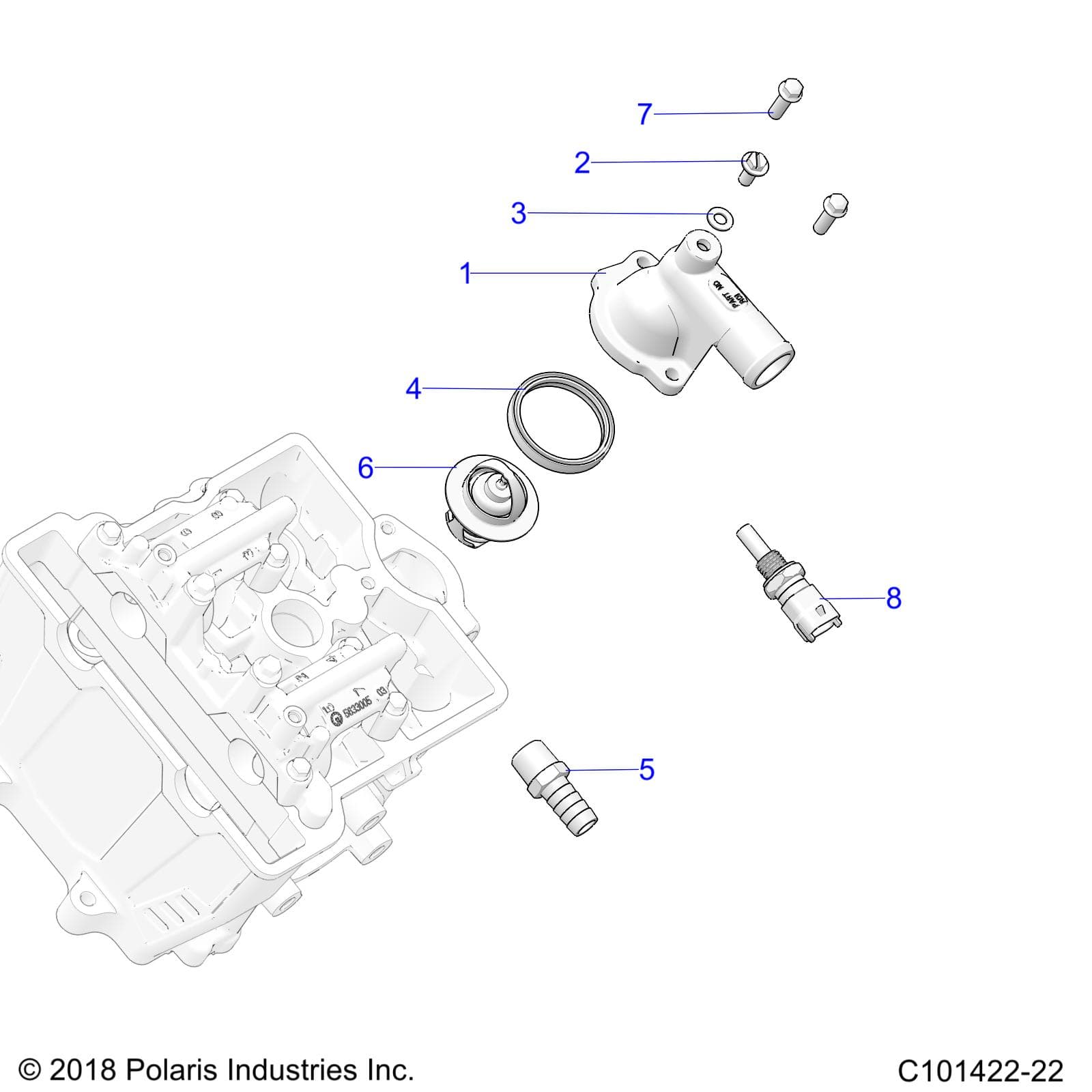 2026 SPORTSMAN 570 UTL 49S β ENGINE, THERMOSTAT and COVER - A26SHR57AG (C101422-22) diagram
