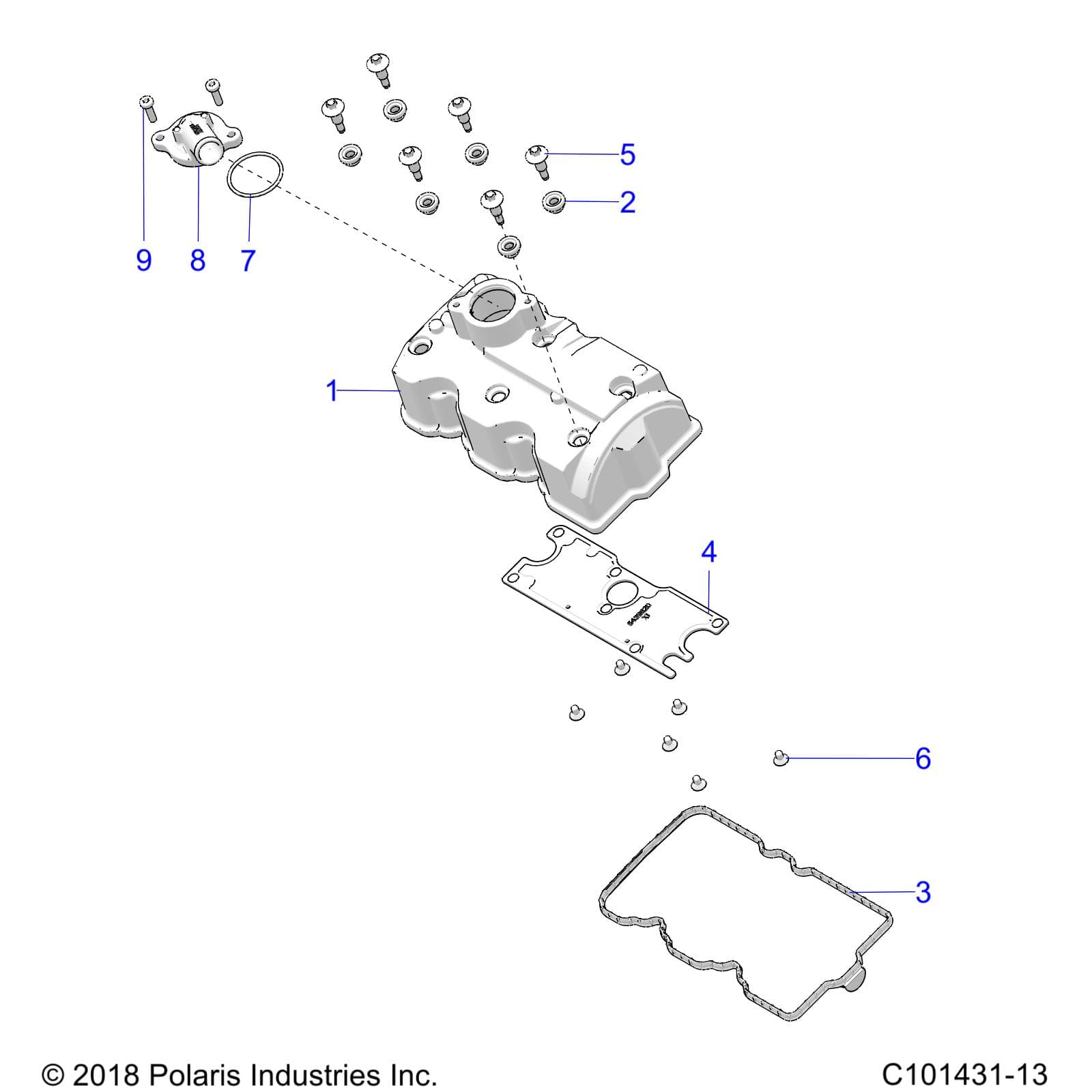 2026 SPORTSMAN 850 MUD 49S R01 - A26SXN85A7 β ENGINE, VALVE COVER - A26SXN85A7 (C101431-13) diagram