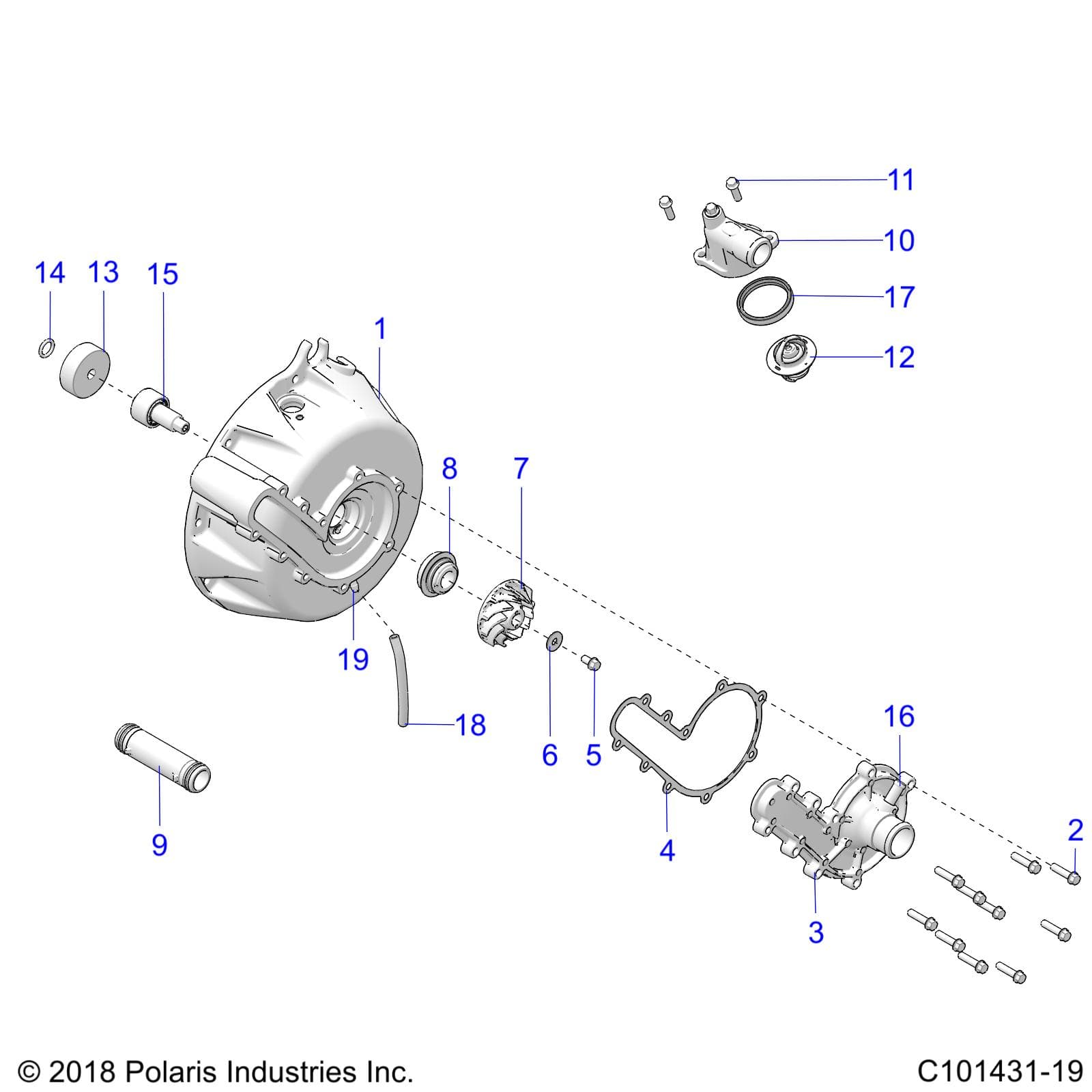 2026 SCRAMBLER XP 1000 S 49S R01 - A26SGE95AB β ENGINE, COOLING SYSTEM and WATER PUMP - A26SGE95AB (C101431-19) diagram