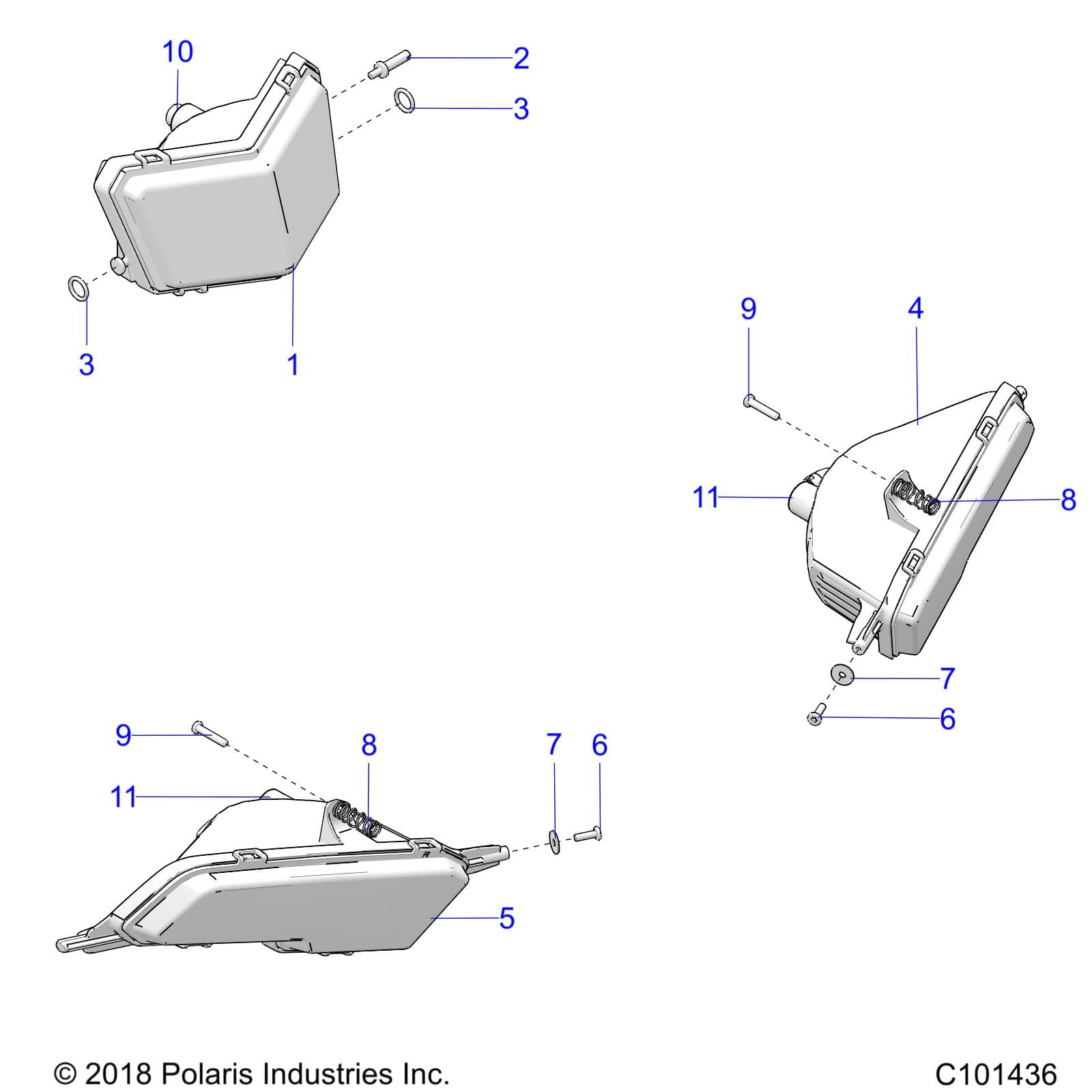 2026 SPORTSMAN 850 48" R02 - A26SXA85A1 β ELECTRICAL, HEADLIGHTS - A26SXA85A1 (C101436) diagram