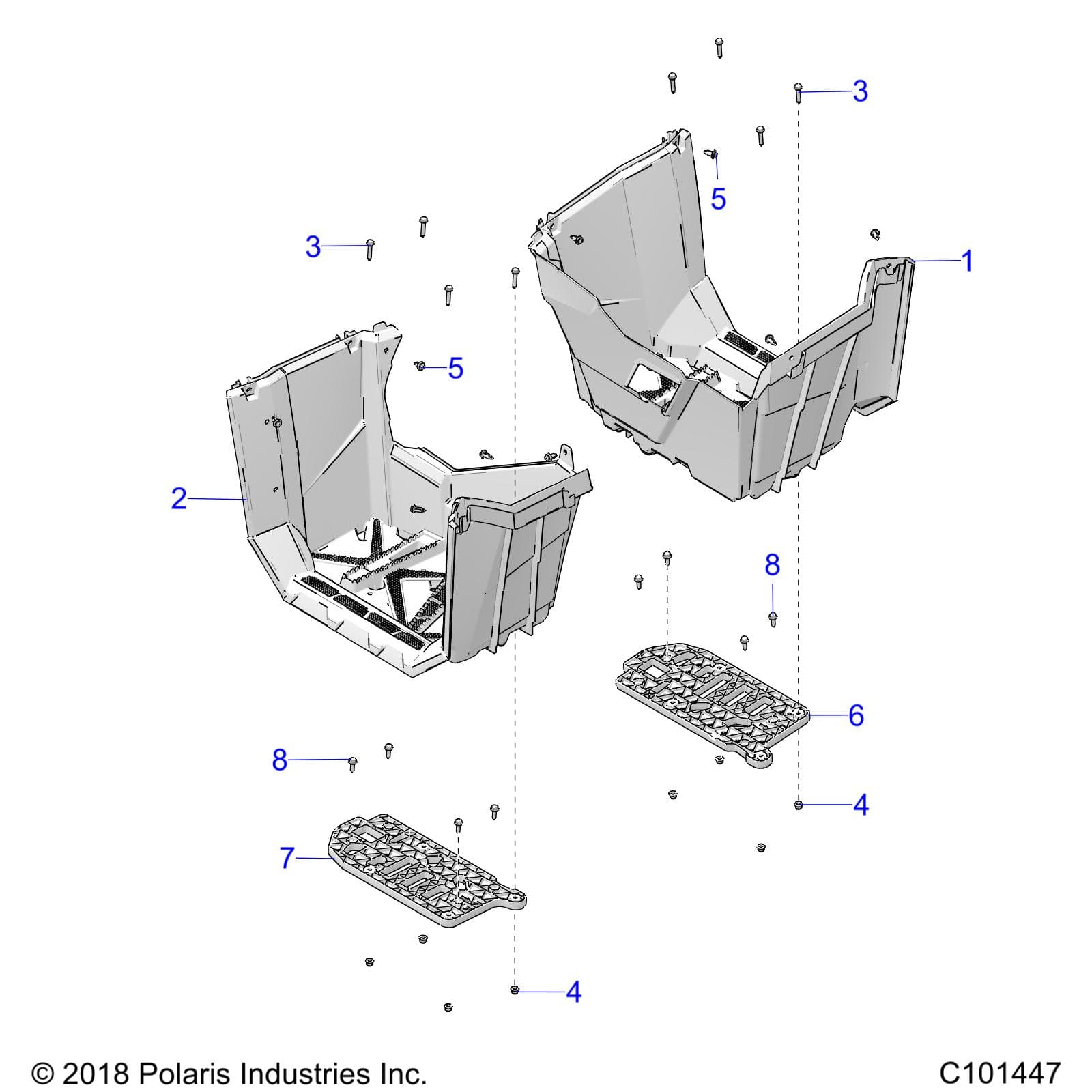 2026 SPORTSMAN 850 TRAIL 49 R01 - A26SXZ85A9/AN/AZ β BODY, FOOTWELLS - A26SXZ85A9/AN/AZ (C101447) diagram