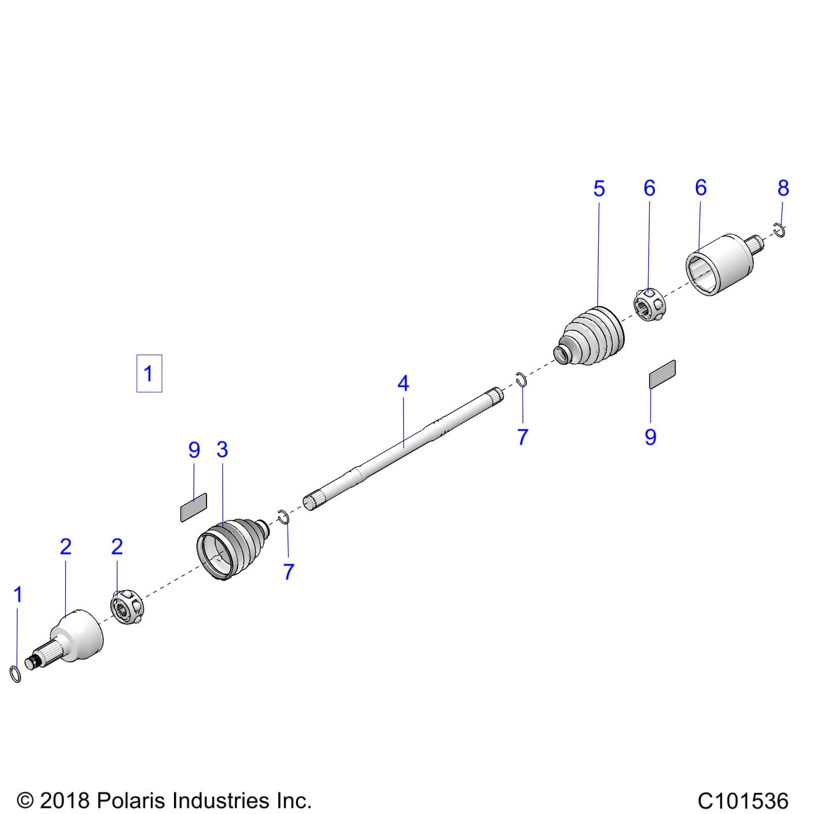 2026 SPORTSMAN 1000 ULTIMATE 49S R01 - A26SXR95AG β DRIVE TRAIN, DRIVE SHAFT, FRONT - A26SXR95AG (C101536) diagram