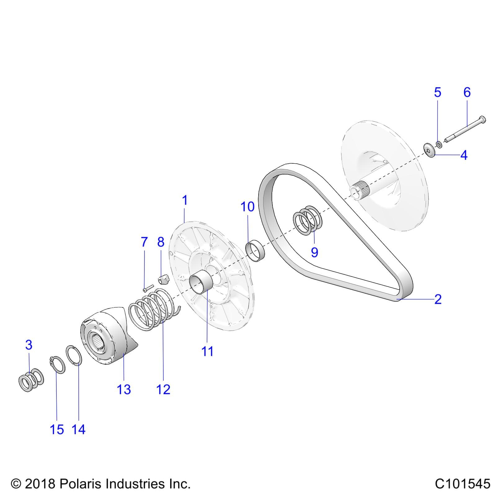 2026 SPORTSMAN 450 50S β DRIVE TRAIN, SECONDARY CLUTCH - A26SEA50B1/B4 (C101545) diagram