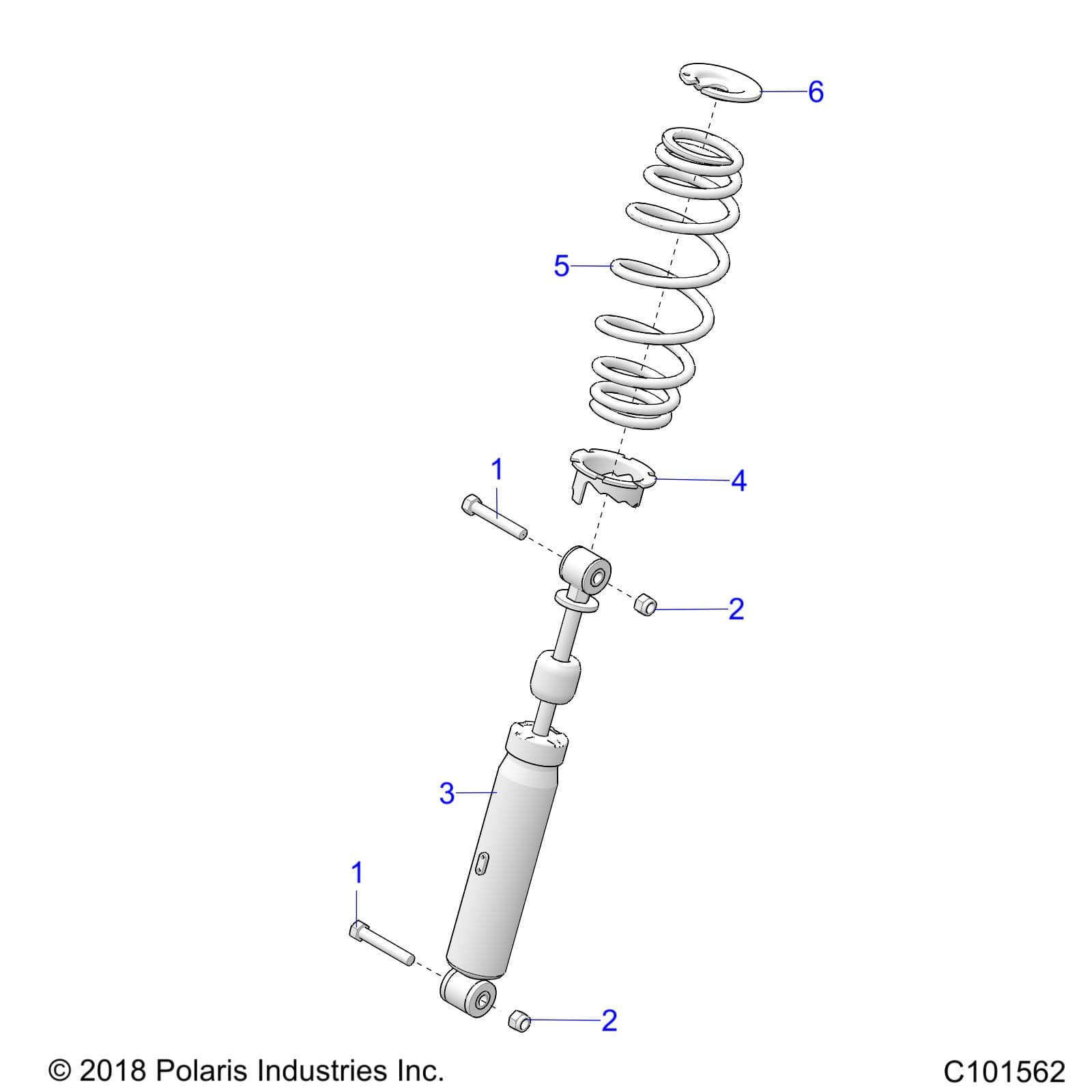 2026 SPORTSMAN 570 6X6 EPS 49S β SUSPENSION, MIDDLE SHOCKS and MOUNTING - A26SKE57A1 (C101562) diagram