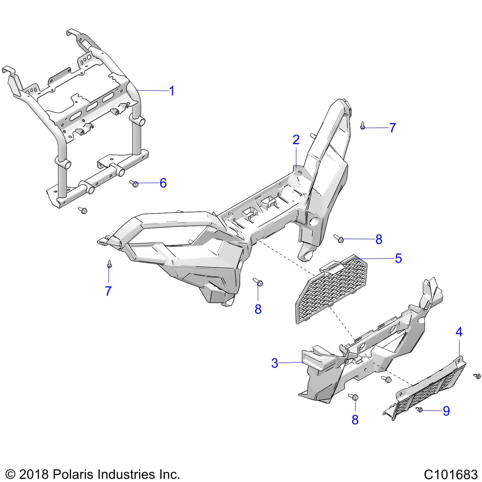 2026 SPORTSMAN 850 48" R02 - A26SXA85A1 β BODY, FRONT BUMPER and MOUNTING - A26SXA85A1 (C101683) diagram