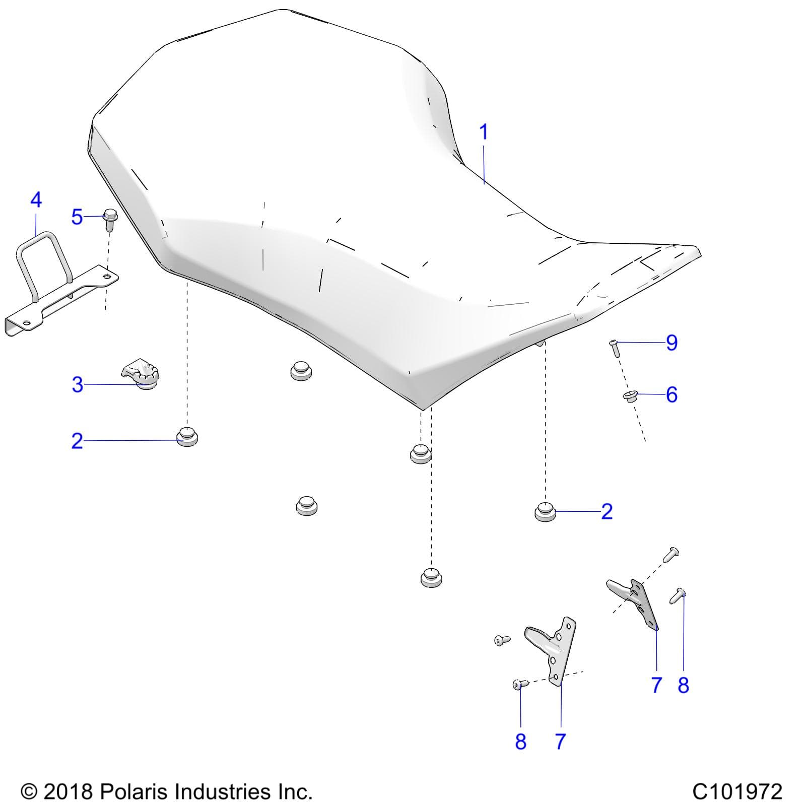 2026 SPORTSMAN 850 EPS PREM 48" R01 - A26SXE85AN/AZ β BODY, SEAT - A26SXE85AN/AZ (C101972) diagram