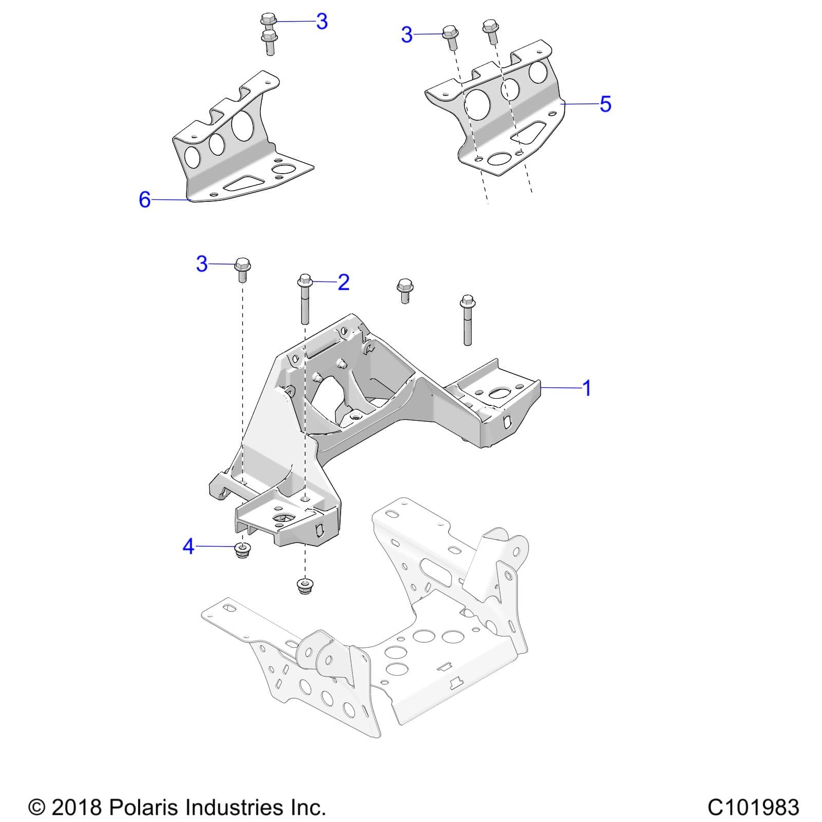 2026 SPORTSMAN 850 EPS PREM 48" R01 - A26SXE85AN/AZ β CHASSIS, BULKHEAD and FRONT CAB SUPPORT - A26SXE85AN/AZ (C101983) diagram