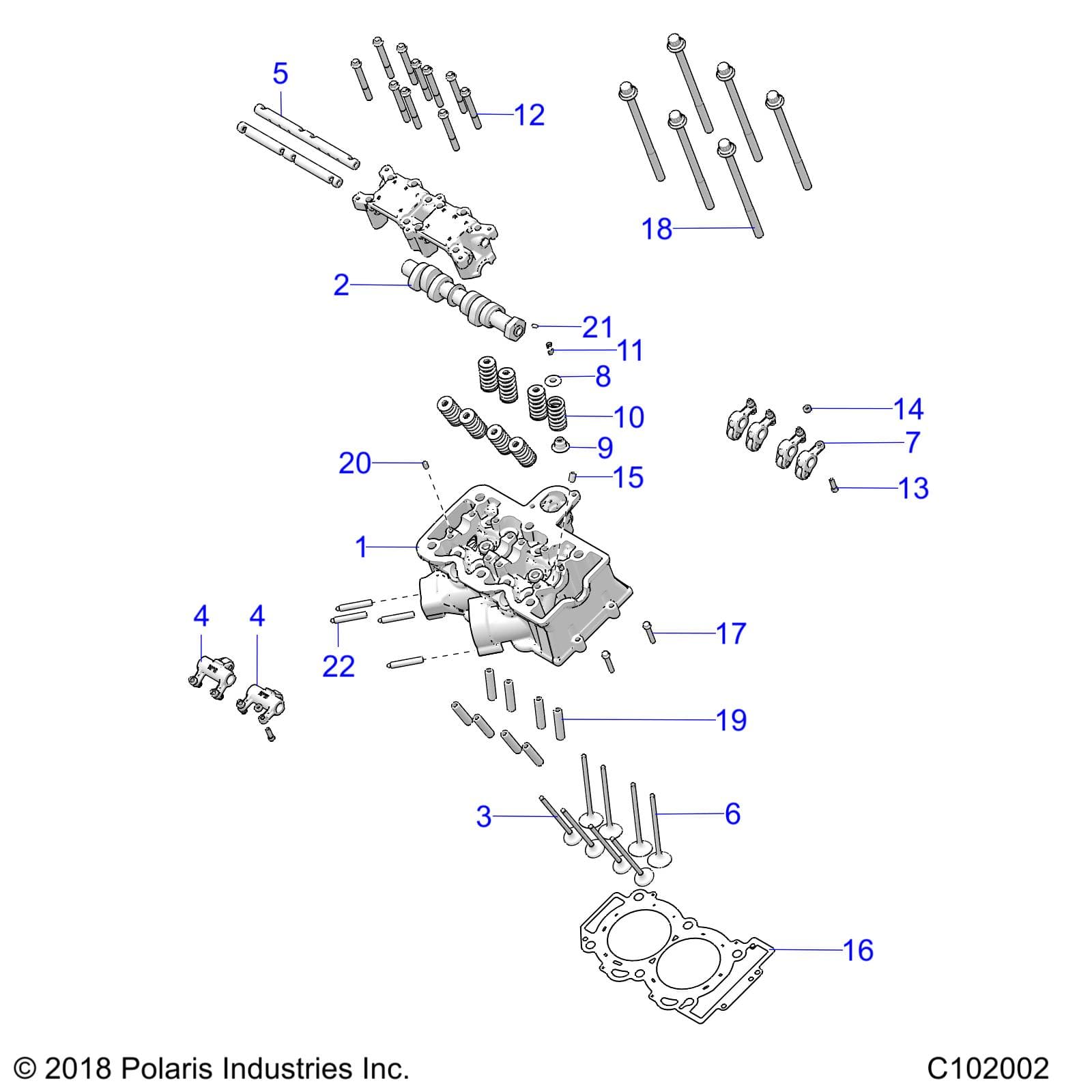 2026 SPORTSMAN 850 MUD 49S R01 - A26SXN85A7 β ENGINE, CYLINDER HEAD, CAM and VALVES - A26SXN85A7 (C102002) diagram
