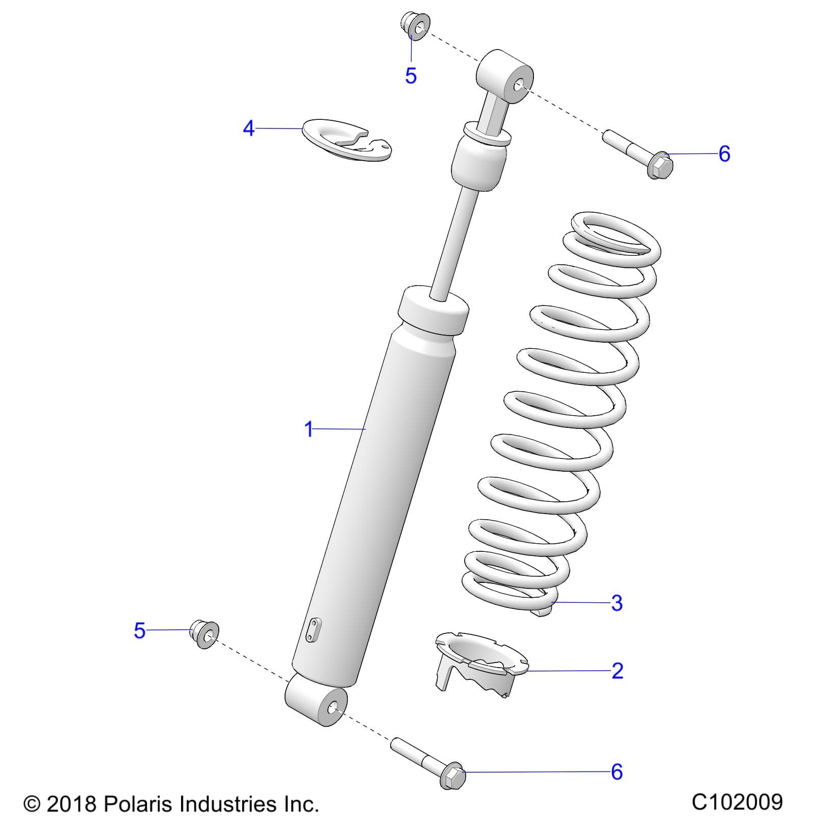 2026 SPORTSMAN TOURING 850 48" R02 - A26SYE85AL β SUSPENSION, SHOCK, FRONT - A26SYE85AL (C102009) diagram
