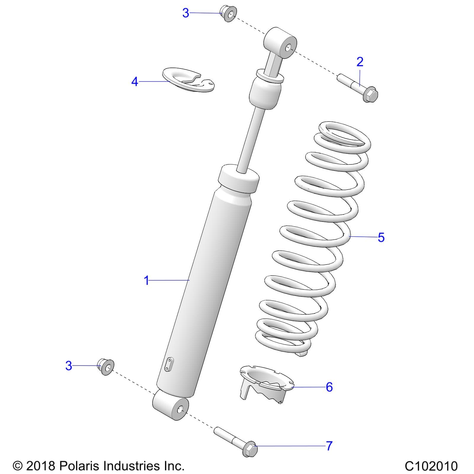 2026 SCRAMBLER 850 48" R02 - A26SVA85A4 β SUSPENSION, SHOCK, REAR - A26SVA85A4 (C102010) diagram