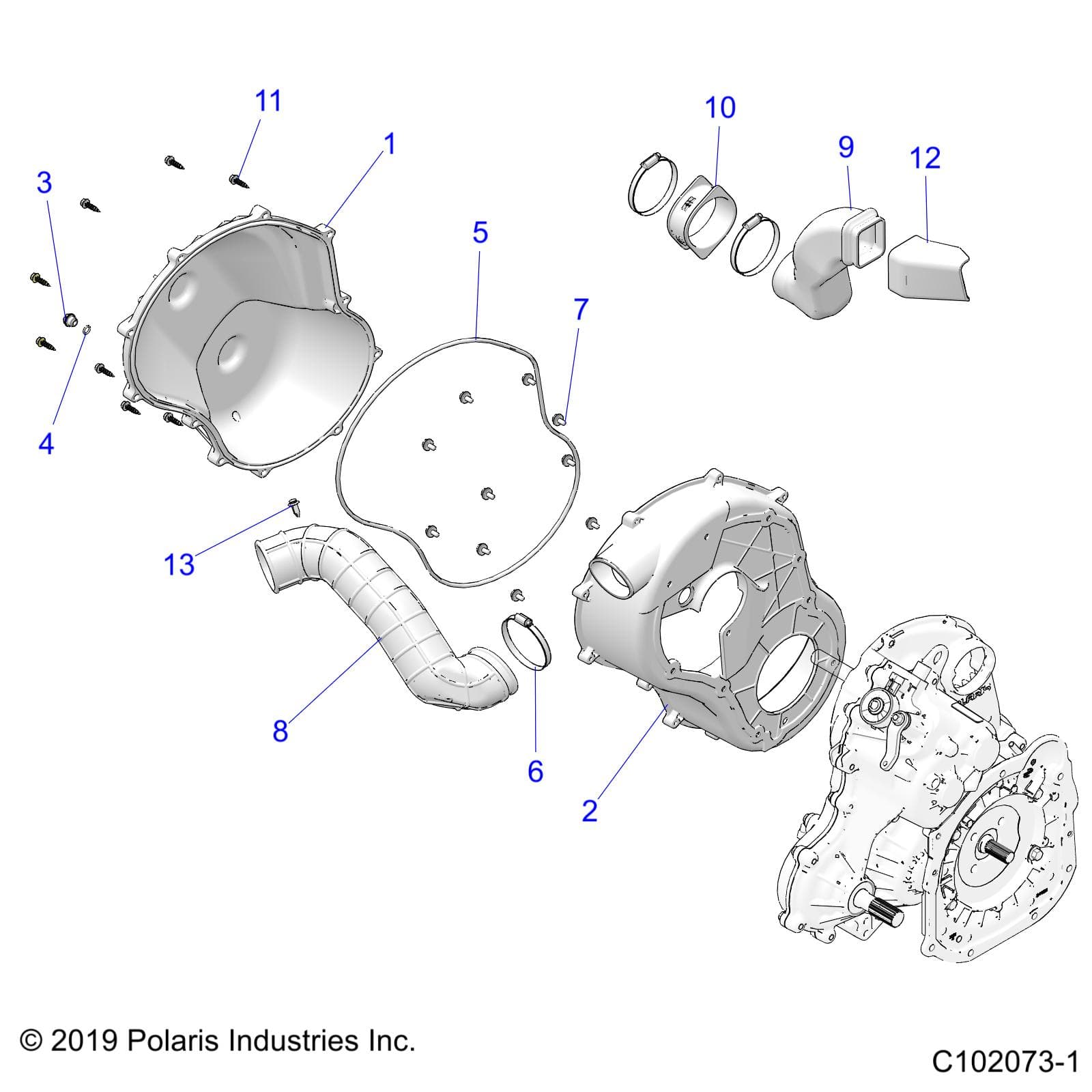 2026 SCRAMBLER XP 1000 S 49S R01 - A26SGE95AB β BODY, CLUTCH COVER - A26SGE95AB (C102073-1) diagram