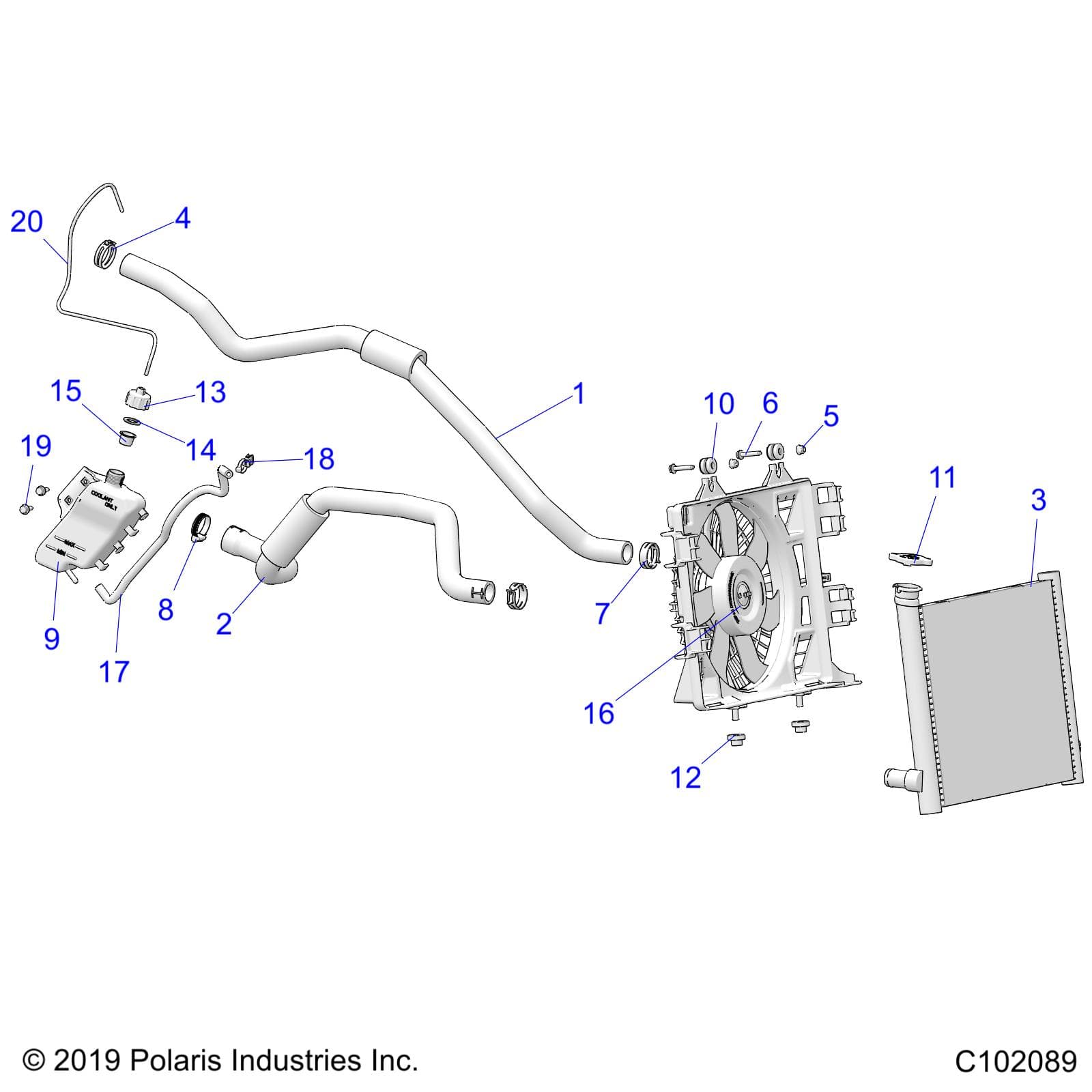 2026 SCRAMBLER XP 1000 S 49S R01 - A26SGE95AB β ENGINE, COOLING SYSTEM - A26SGE95AB (C102089) diagram
