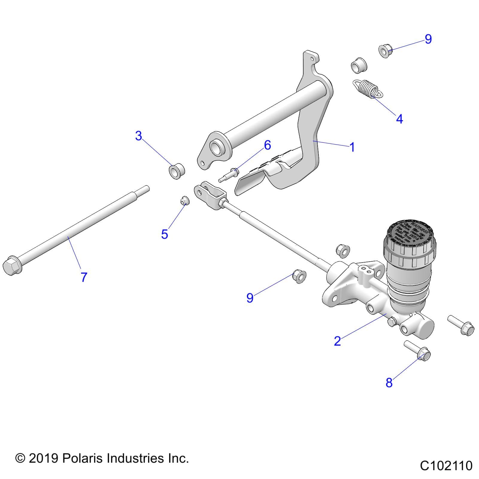 2026 RANGER 150 EFI β BRAKES, PEDAL AND MASTER CYLINDER MOUNTING - R26HZA15A5/B5 (C102110) diagram