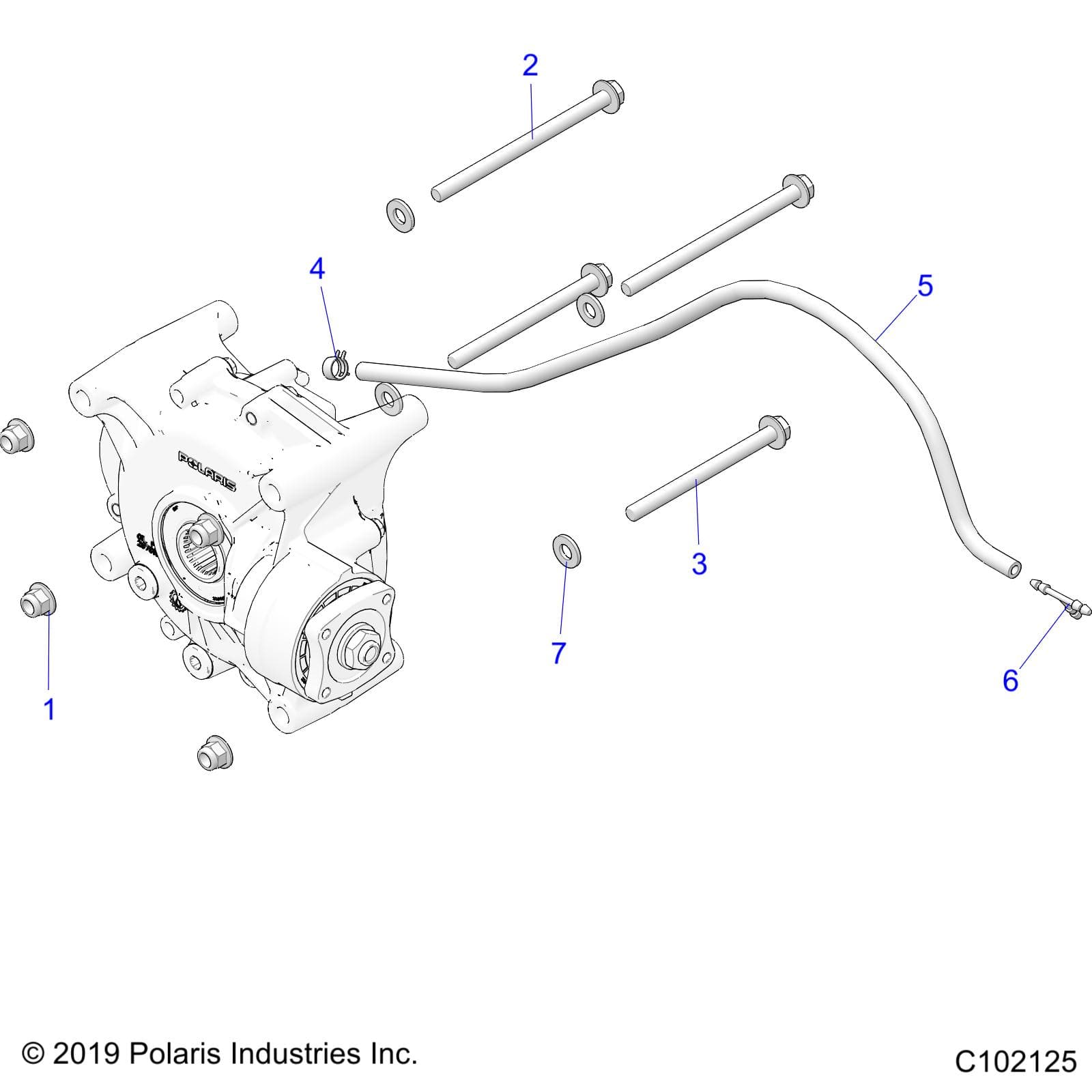 2026 SPORTSMAN 850 48" R02 - A26SXA85A1 β DRIVE TRAIN, GEARCASE MOUNTING, REAR - A26SXA85A1 (C102125) diagram
