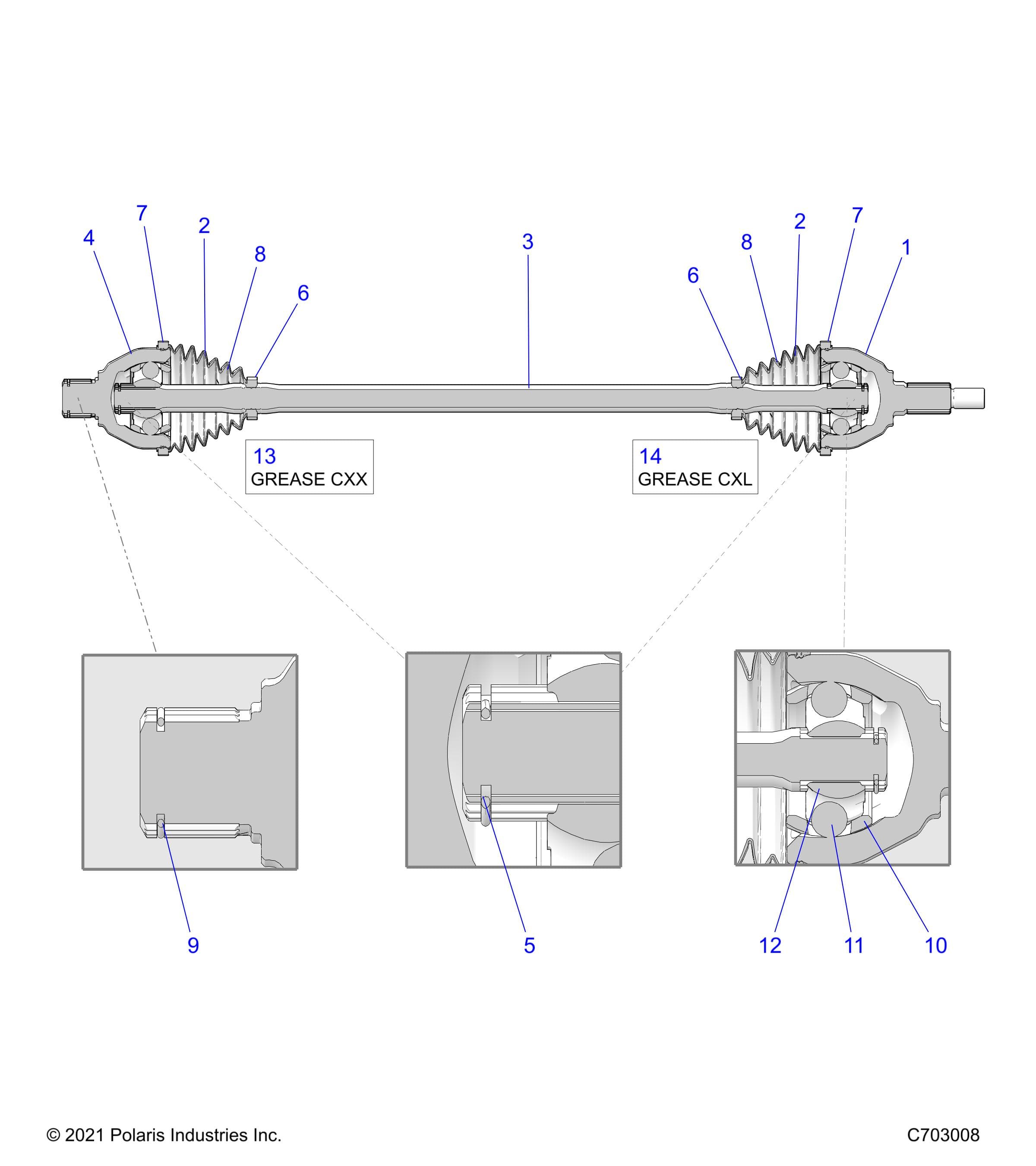 2026 RZR PRO S4 SPORT β DRIVE TRAIN, HALF SHAFT, REAR - Z26S4E92A4/B4/A6/B6 (C703008) diagram