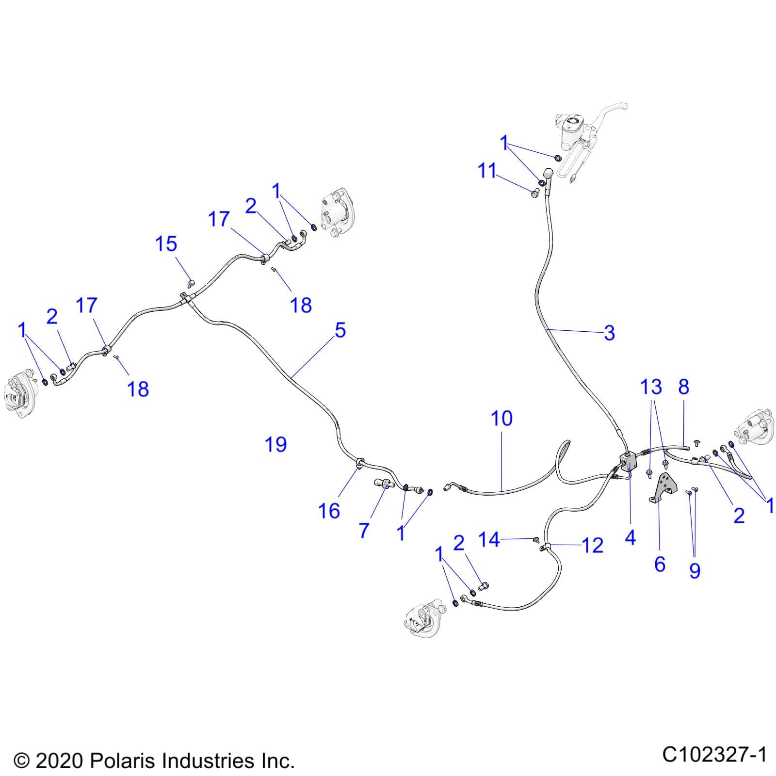 2026 SPORTSMAN TOURING XP 1000 R01 - A26SYY95AK β BRAKES, BRAKE LINES - A26SYY95AK (C102327-1) diagram