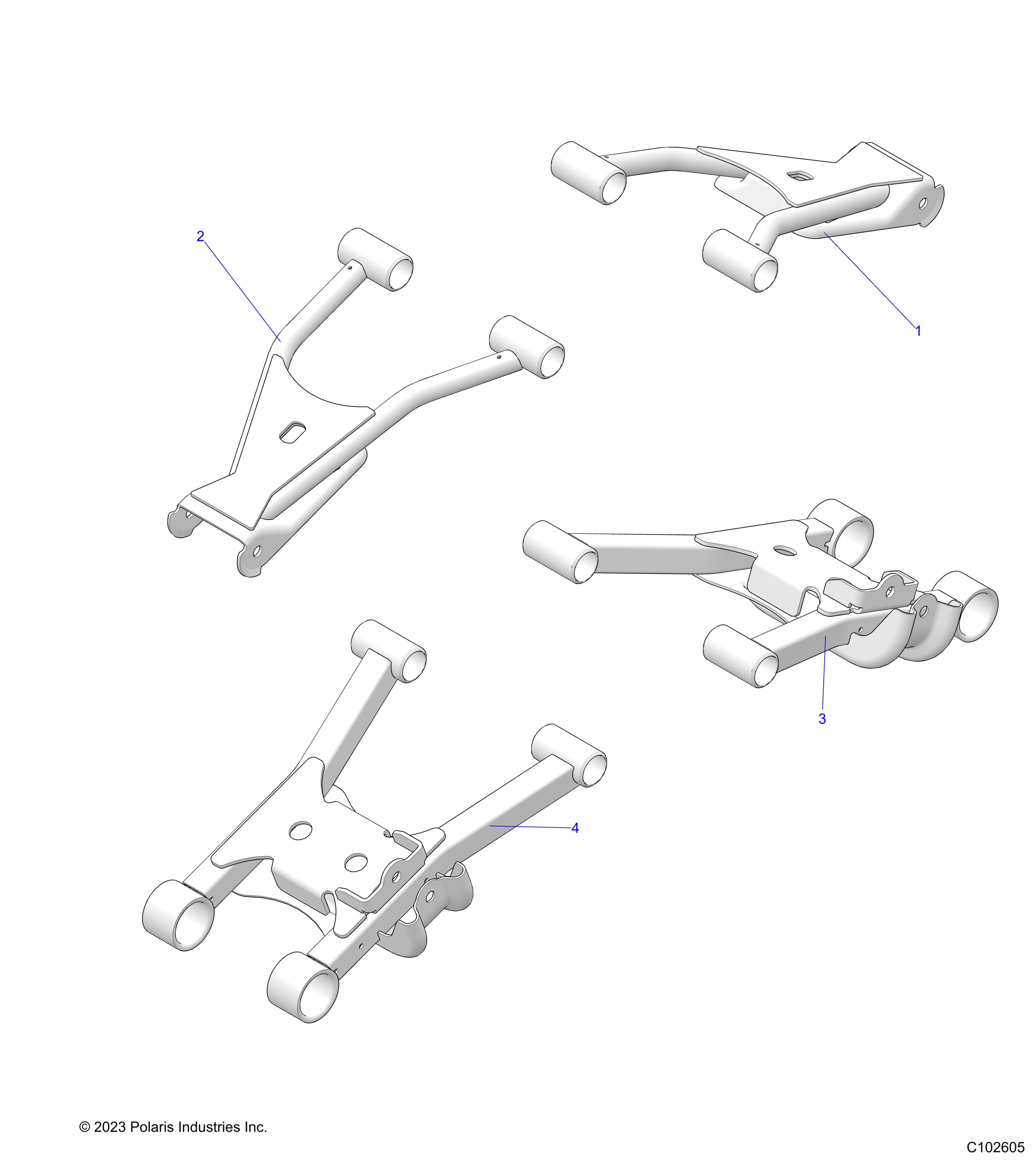 2026 SPORTSMAN 570 X2 EPS β SUSPENSION, REAR CONTROL ARMS - A26SWE57AL (C102605) diagram