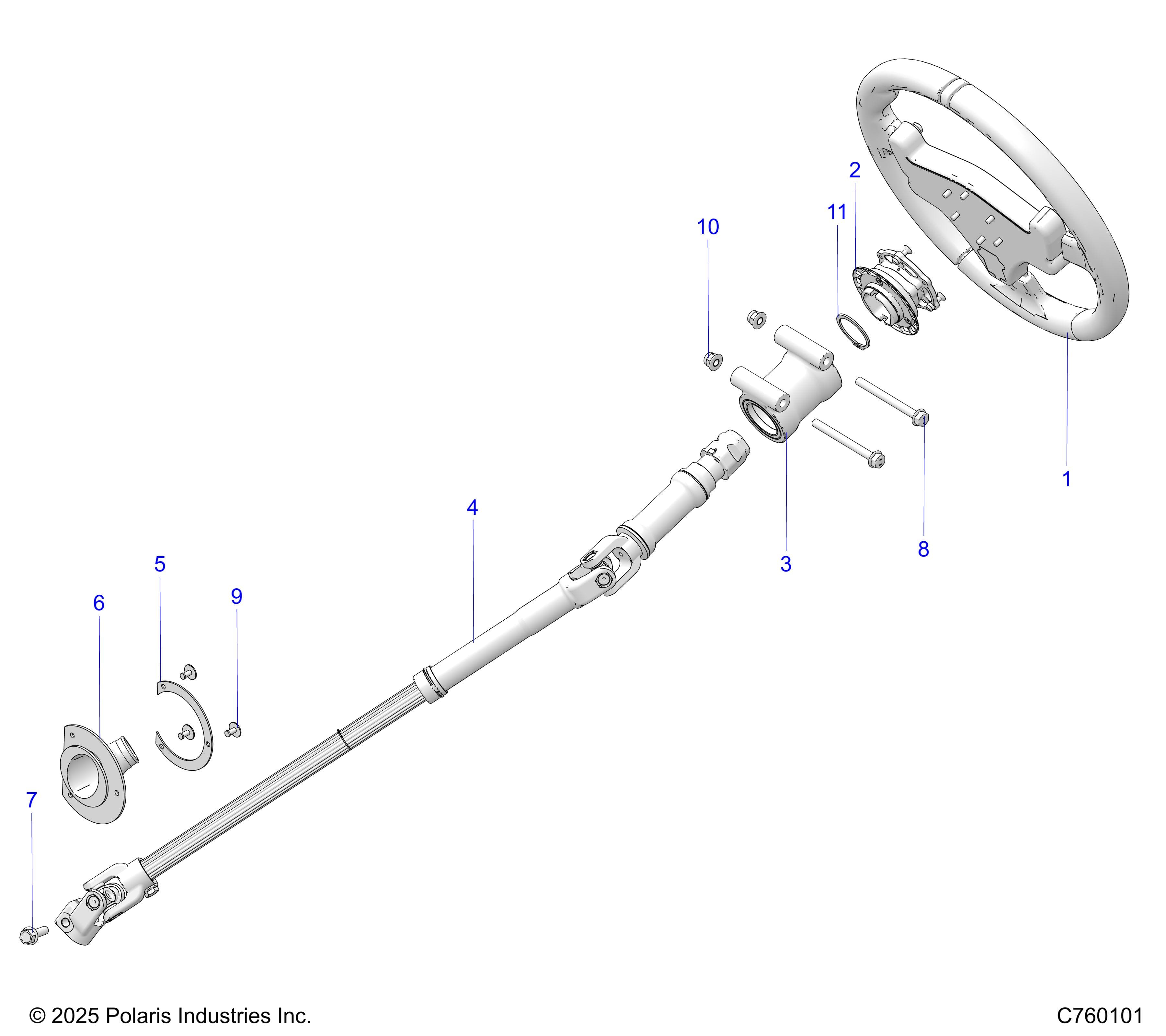 2026 RZR PRO R RACE H.O. β STEERING, LINKAGE & TILT - Z26RRL2KAL (C760101) diagram