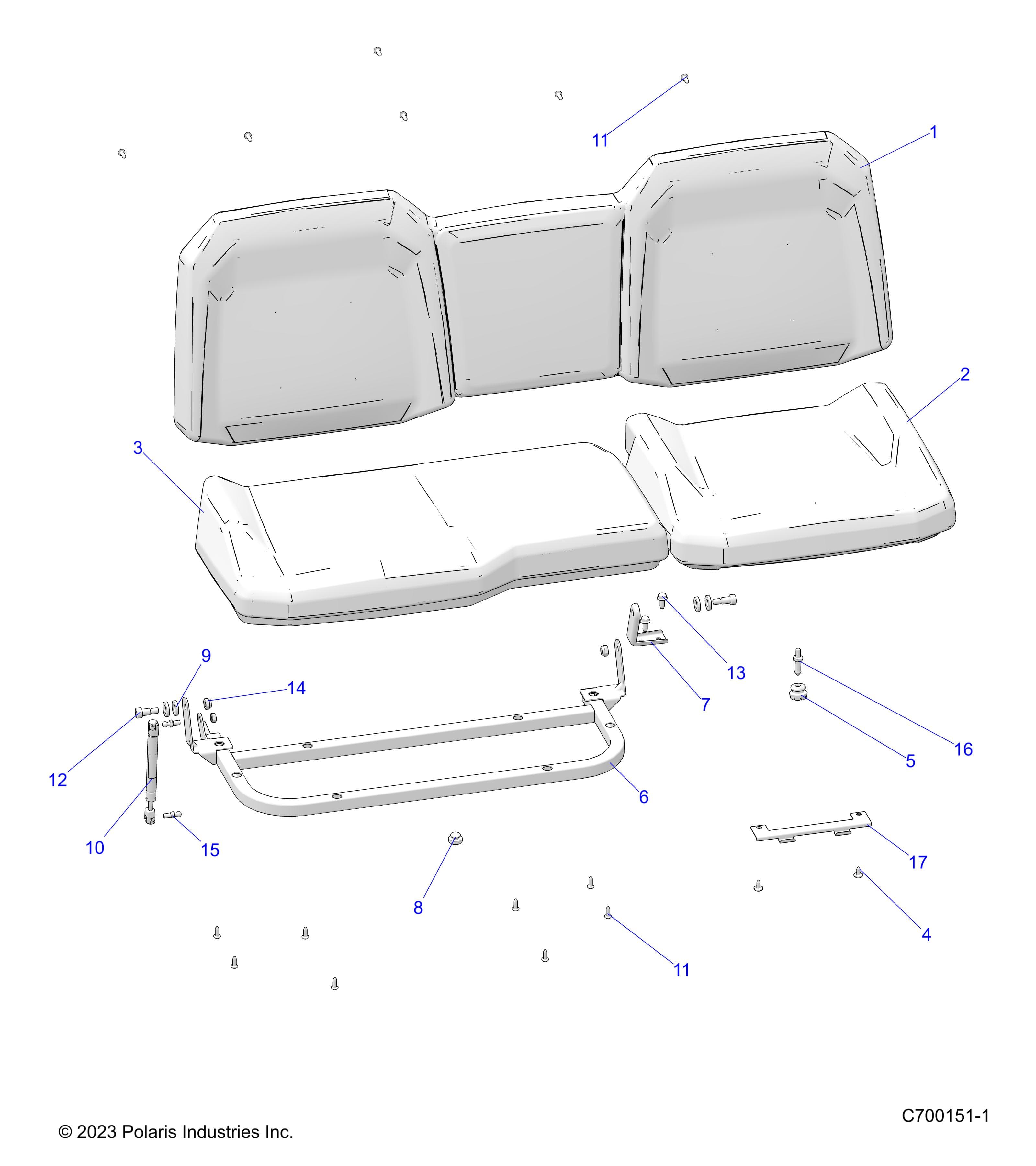 2026 RANGER 1000 XP CREW TEXAS EDITION β BODY, SEAT ASSEMBLY REAR - R26RSF99AL (C700151-1) diagram