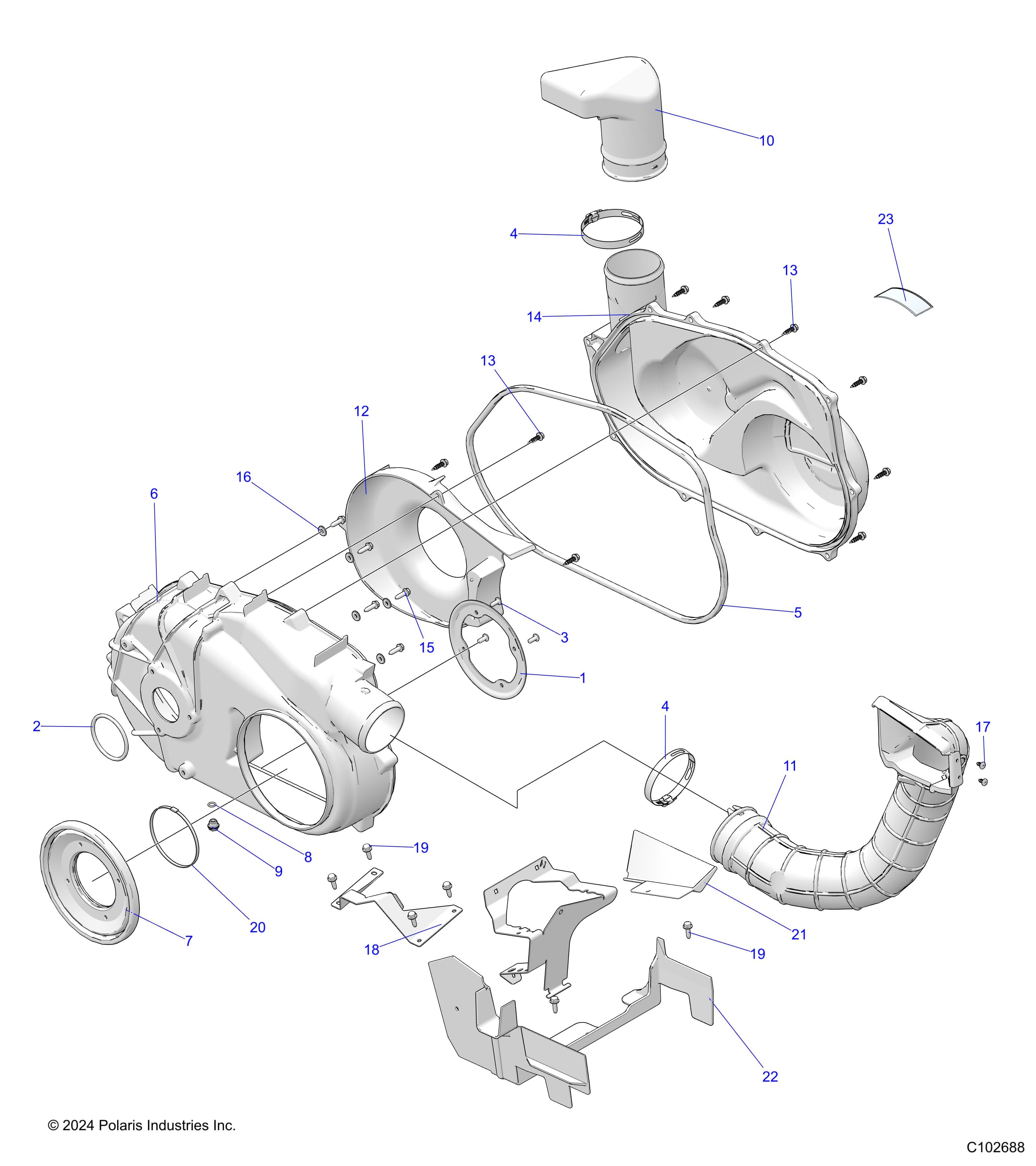 2026 SPORTSMAN 570 EPS PREM 40th β BODY, CLUTCH COVER - A26SEZ57AB/BB (C102688) diagram