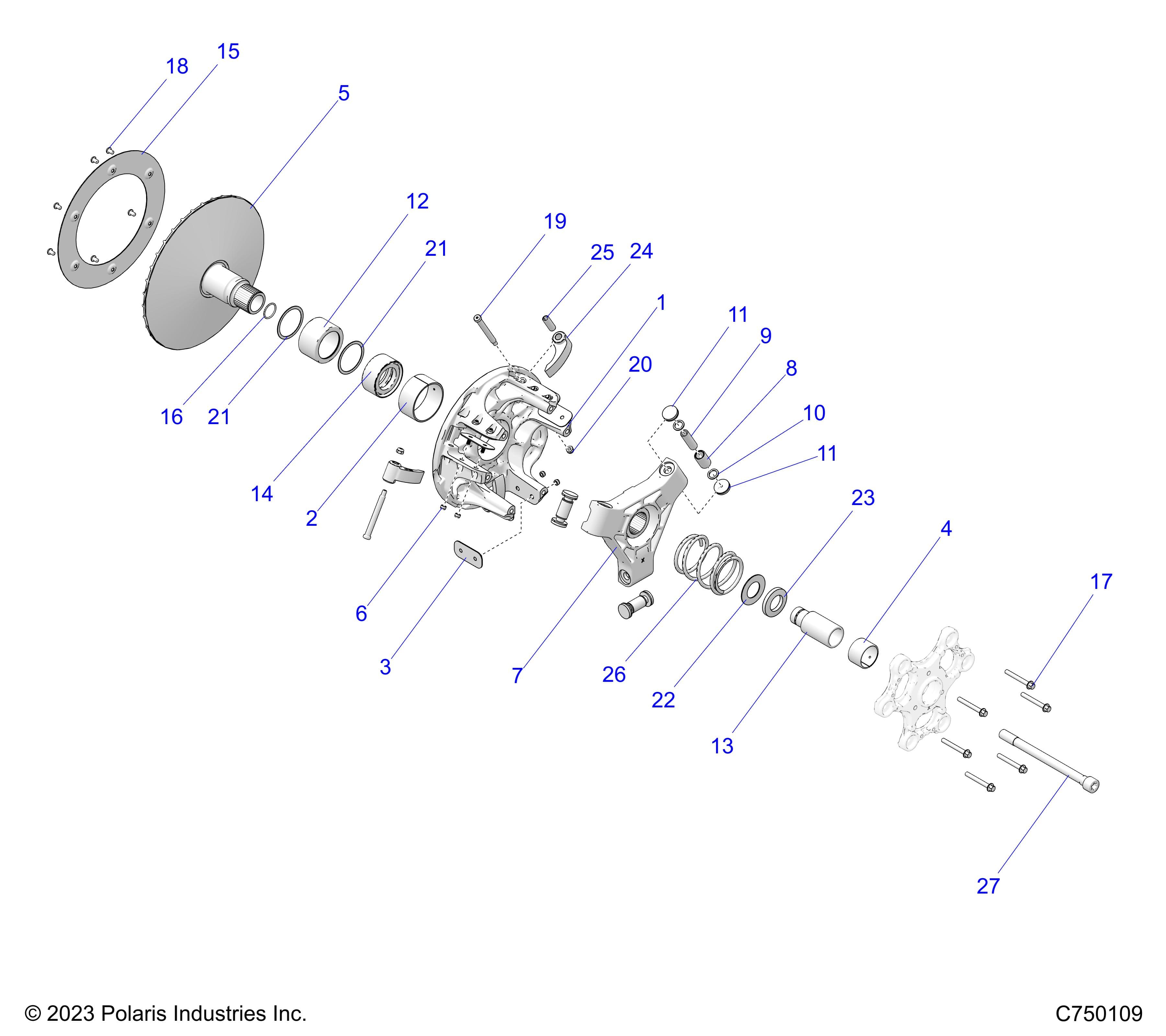 2026 RZR PRO R LE β DRIVE TRAIN, PRIMARY CLUTCH - Z26RPP2KBL (C750109) diagram