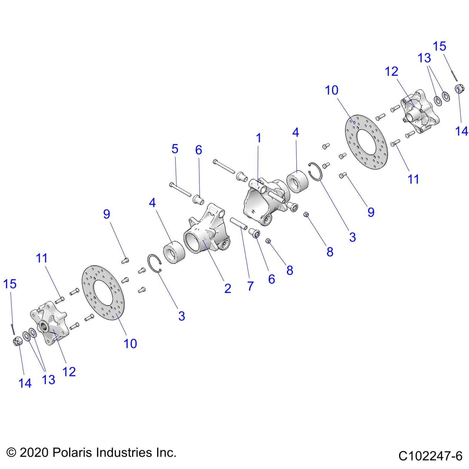 2026 SPORTSMAN 570 X2 EPS β SUSPENSION, REAR HUBS, CARRIER and BRAKE DISC - A26SWE57AL (C102247-6) diagram