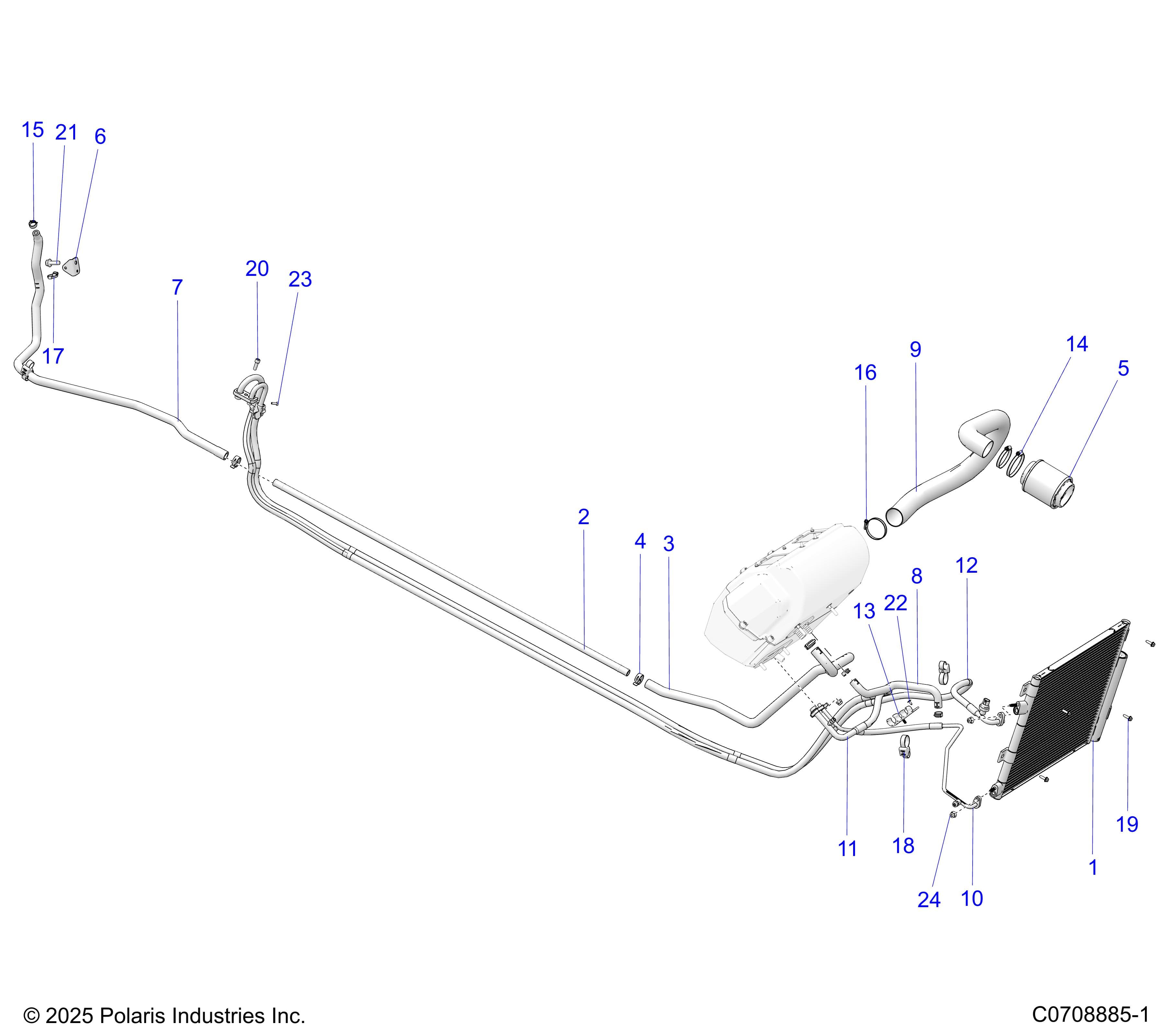 2026 POLARIS XPEDITION ADV 5 NORTHSTAR β BODY, HVAC CONDENSER AND HOSE ROUTINGS diagram