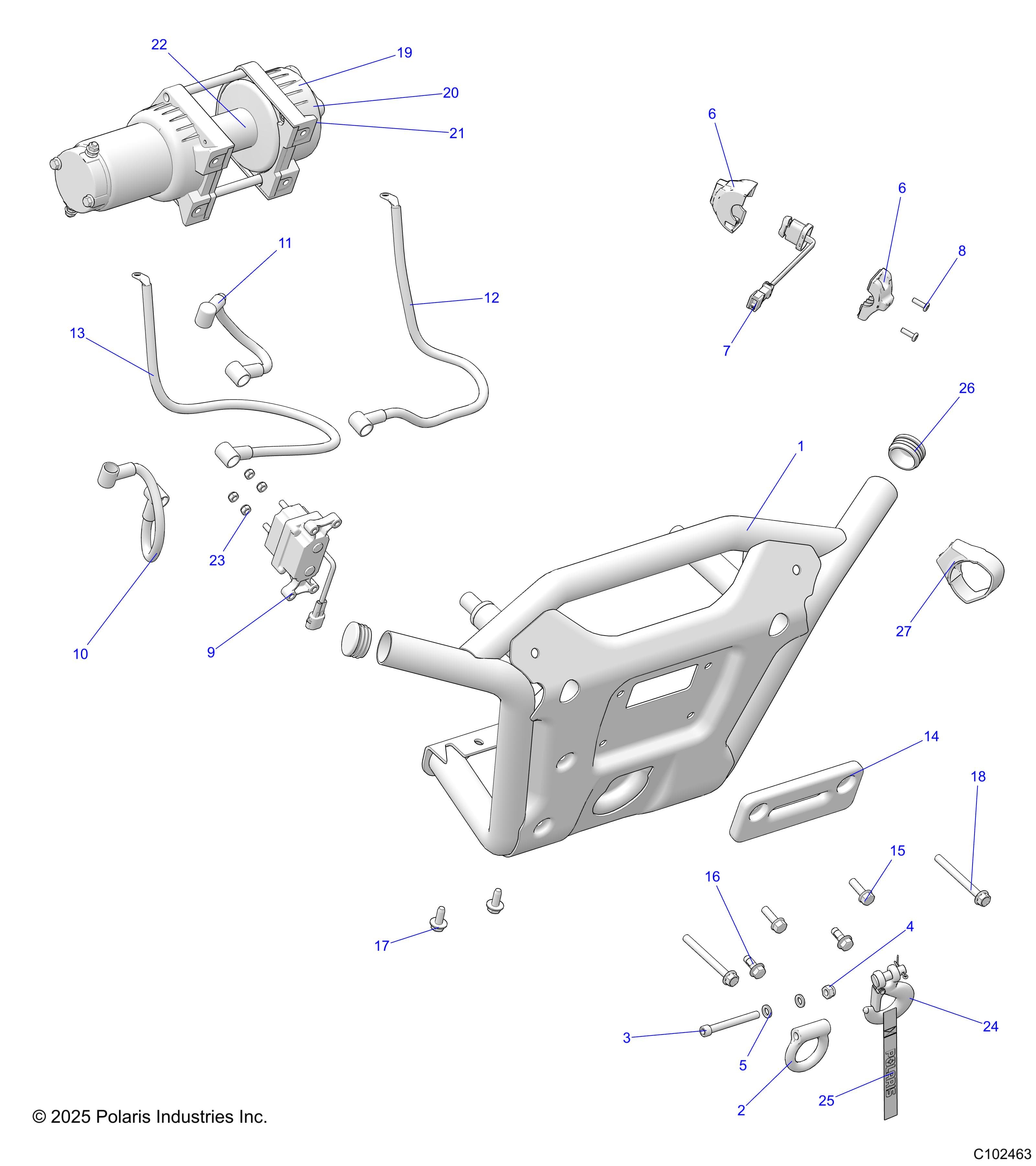 2026 SPORTSMAN XP 1000 MUD R01 - A26SXM95AR β BODY, FRONT BUMPER WINCH and MOUNTING - A26SXM95AR (C102463) diagram