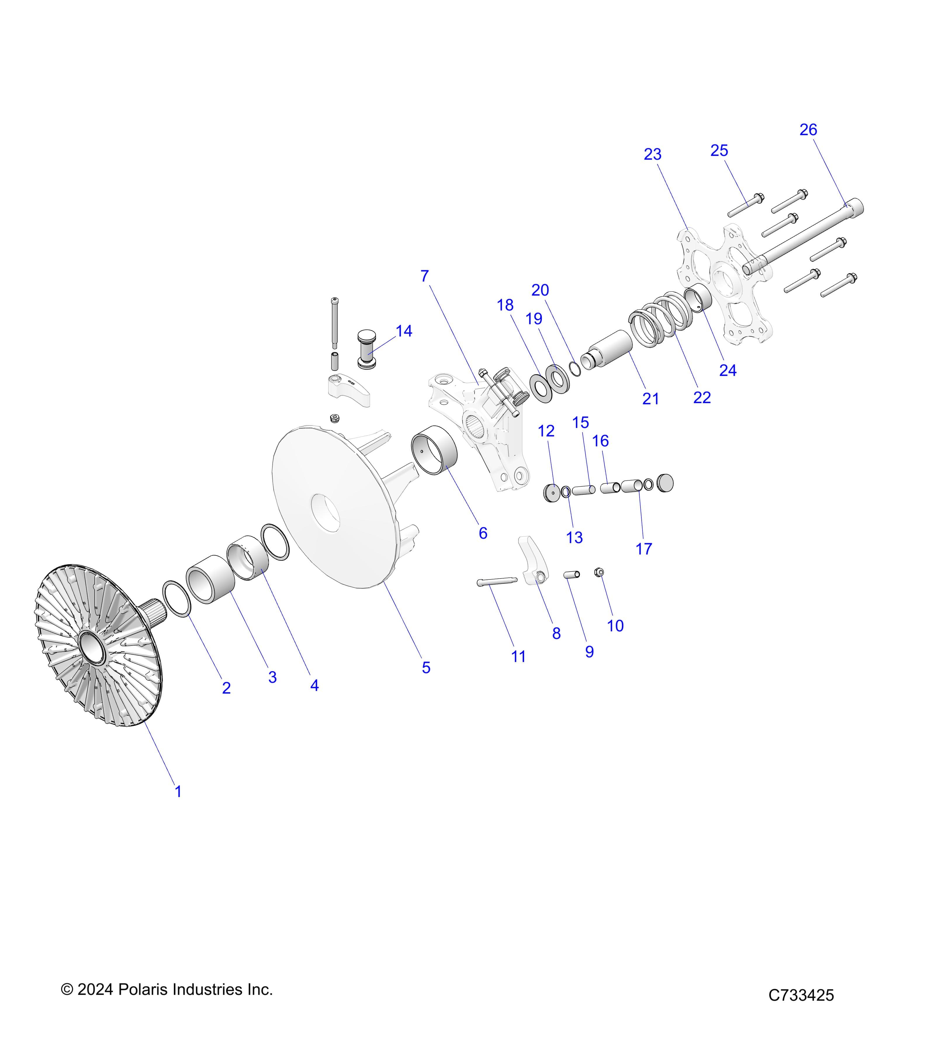 2026 RANGER 1000 XP NSTR β DRIVE TRAIN, PRIMARY CLUTCH - R26RRU99A9/AF/AH/AB/AS/B9/BF/BH/BB/BS (C733425) diagram