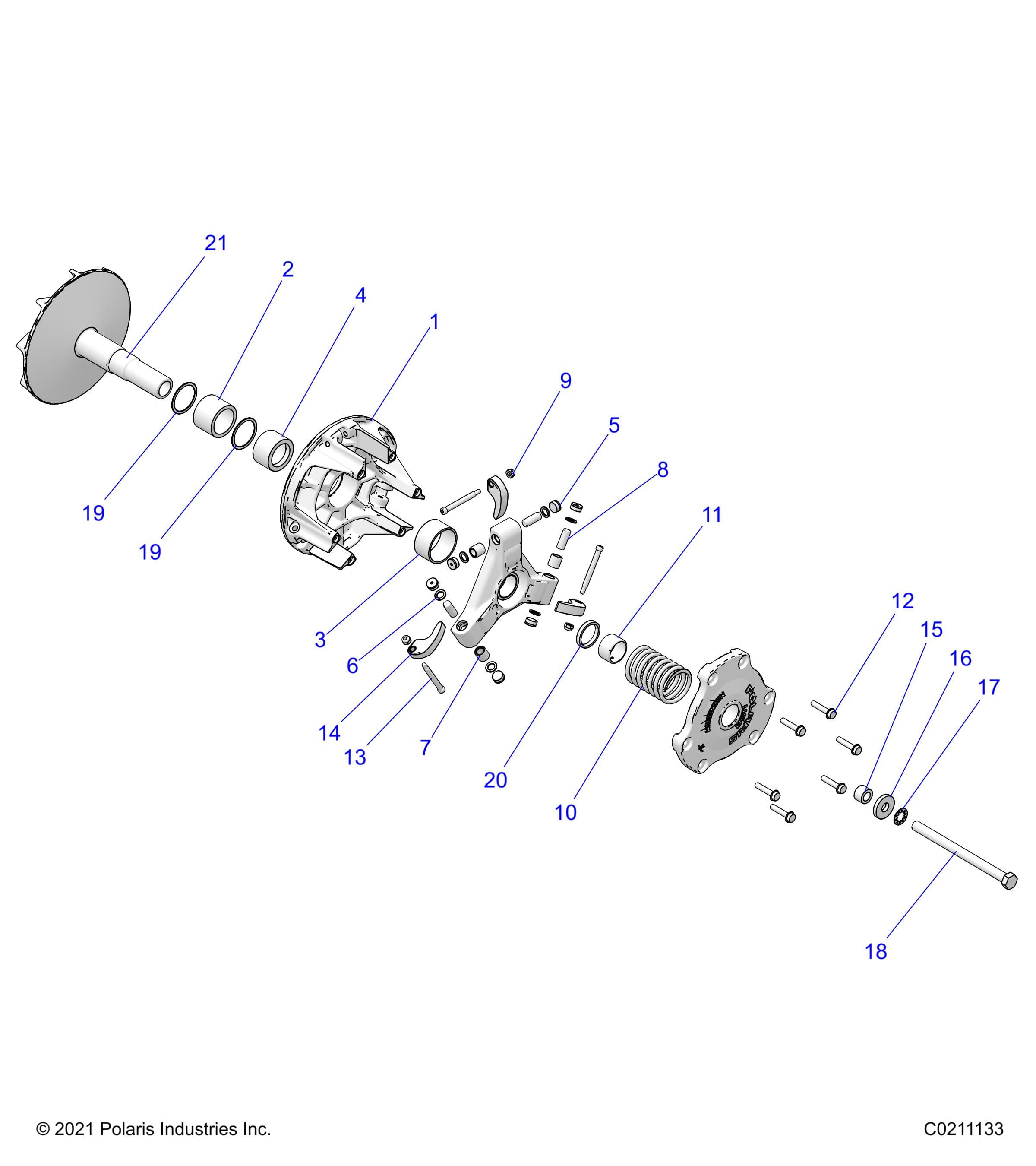 2026 SPORTSMAN TOURING 850 48" R02 - A26SYE85AL β DRIVE TRAIN, PRIMARY CLUTCH - A26SYE85AL (C0211133) diagram