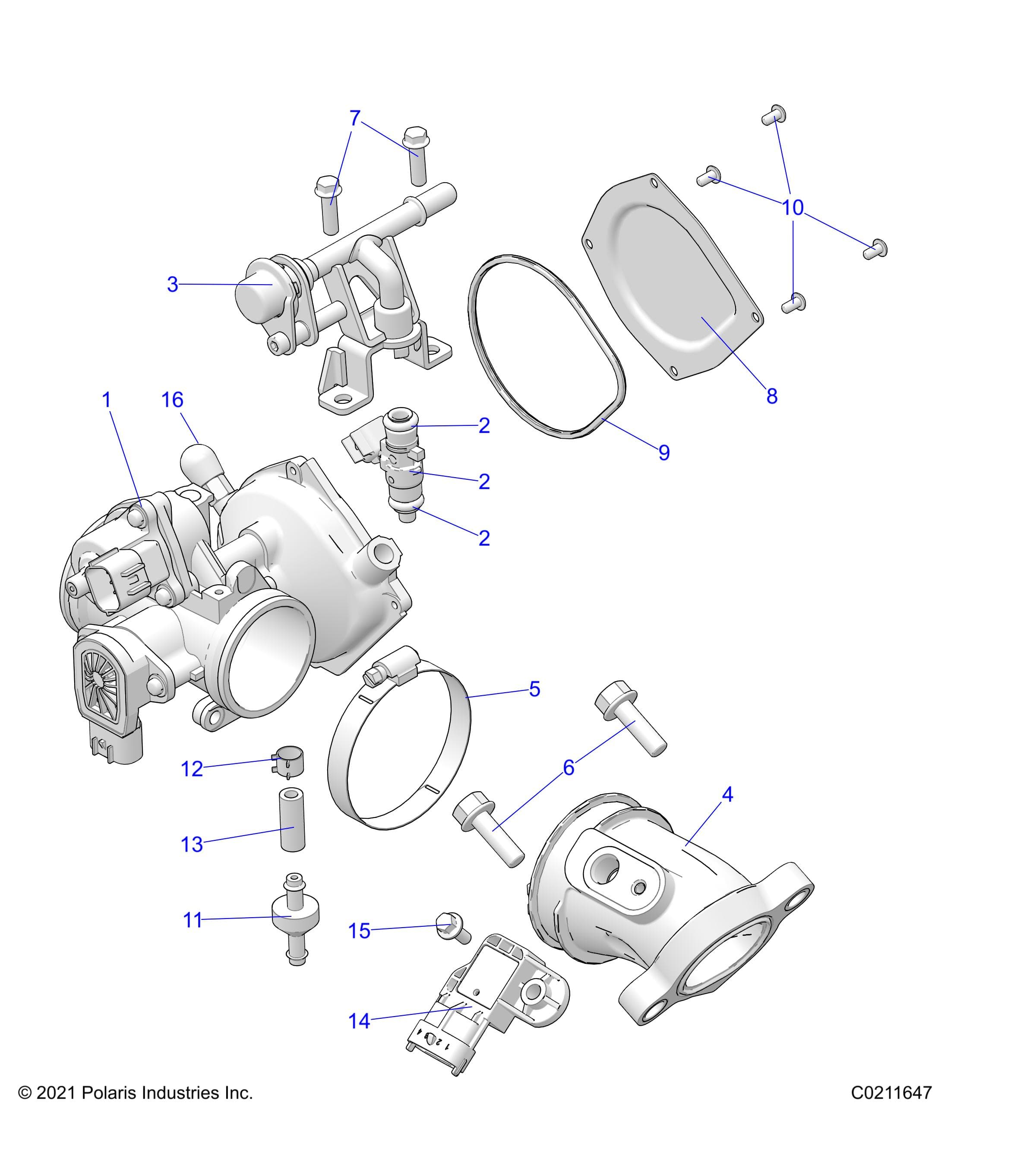 2026 SPORTSMAN TOURING 570 PREM β ENGINE, THROTTLE BODY and FUEL RAIL - A26SDZ57AB (C0211647) diagram