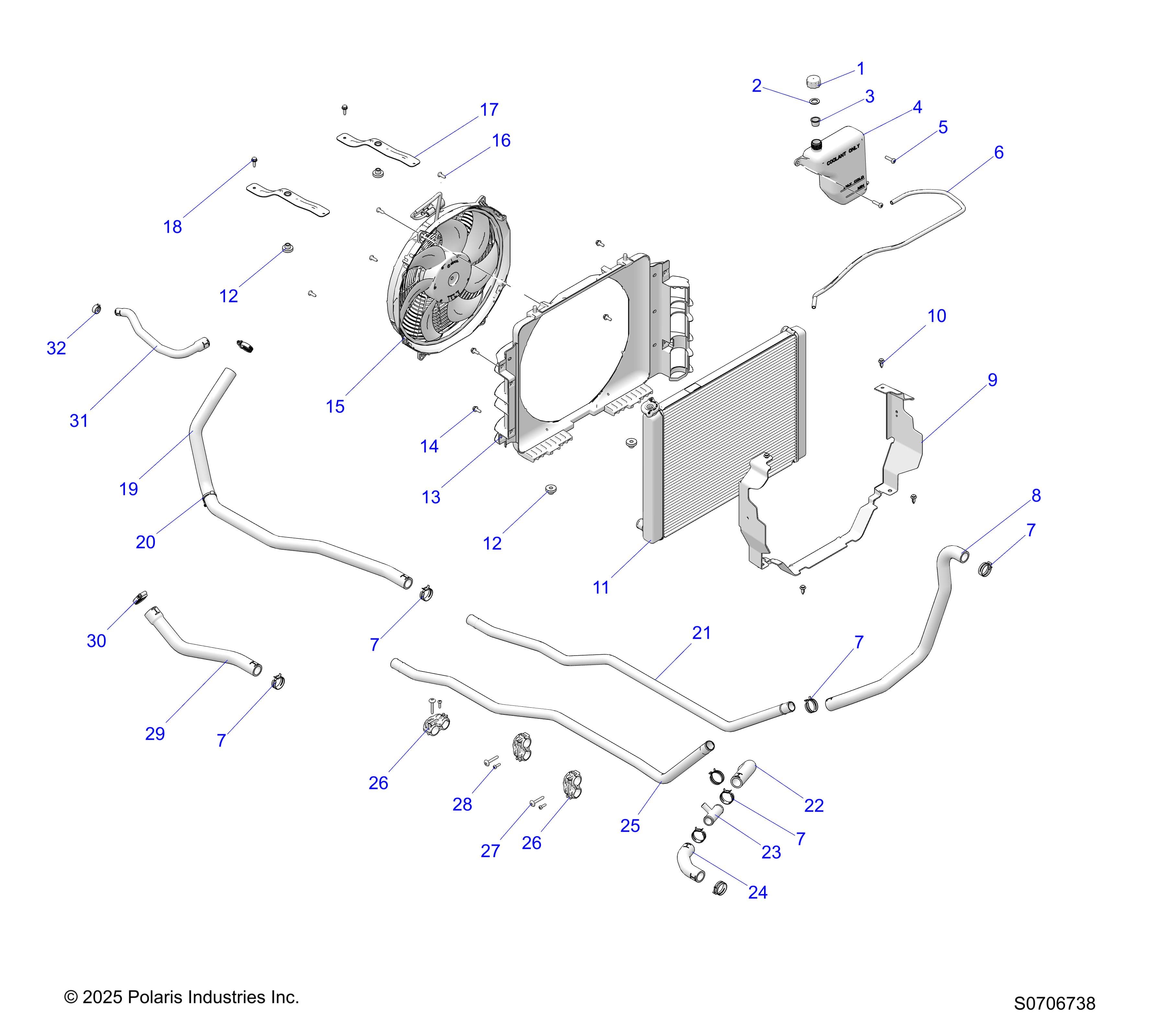 2026 RANGER 1000 XP NSTR ULTIMATE TRAIL BOSS β ENGINE, COOLING SYSTEM diagram