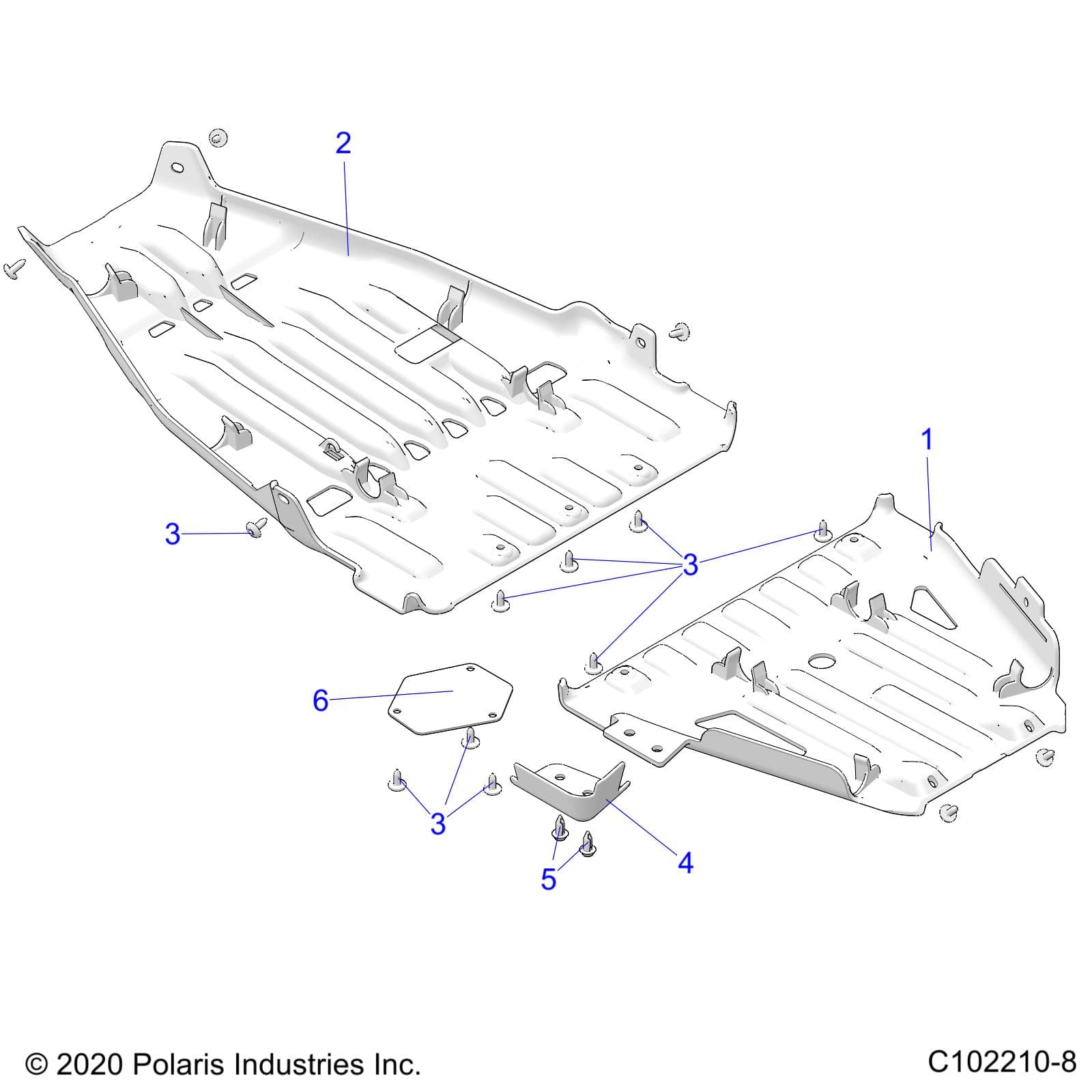 2026 SCRAMBLER 850 48" R02 - A26SVA85A4 β BODY, SKID PLATES - A26SVA85A4 (C102210-8) diagram