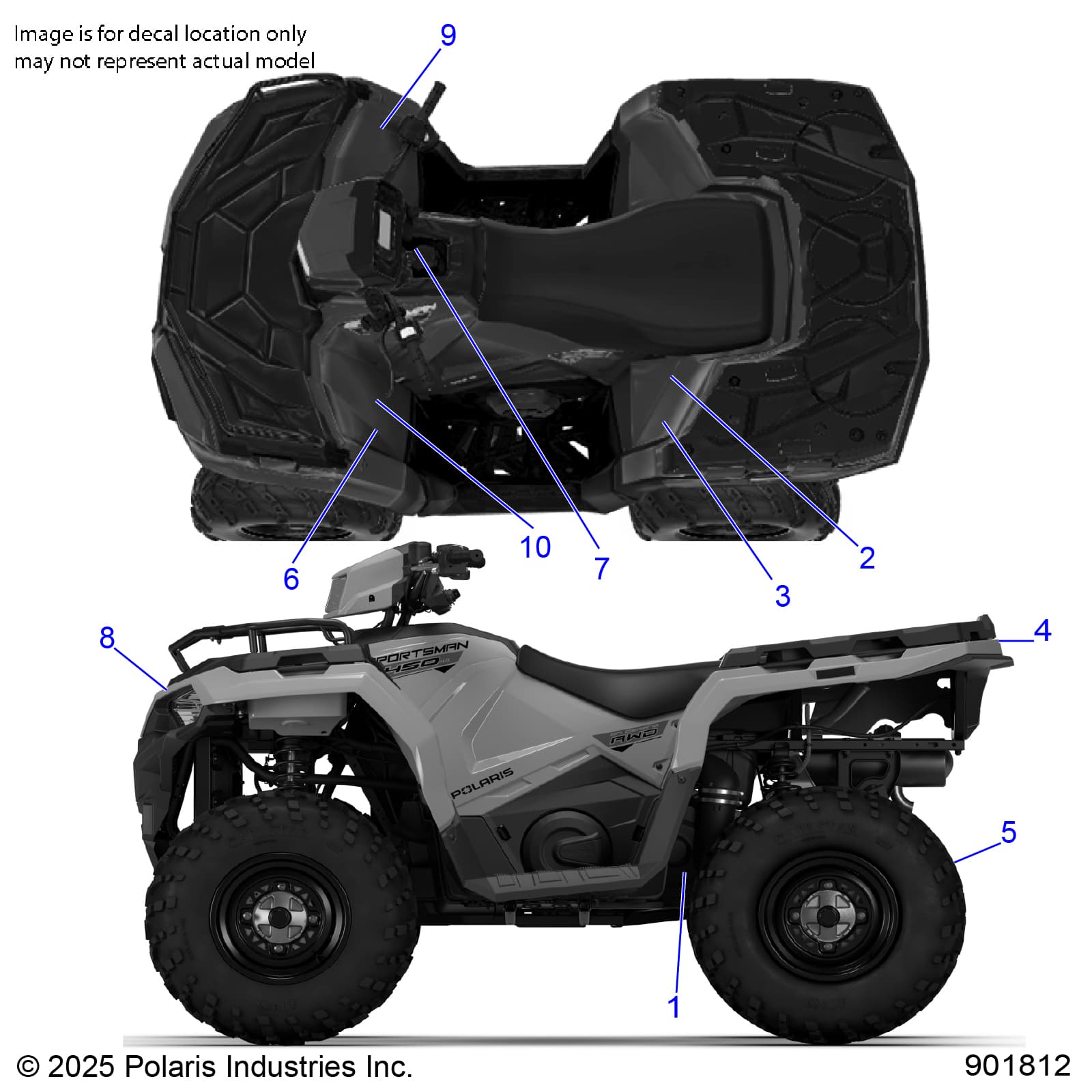 2026 SPORTSMAN 450 50S β BODY, DECALS STANDARD - A26SEA50B1/B4 (901812) diagram