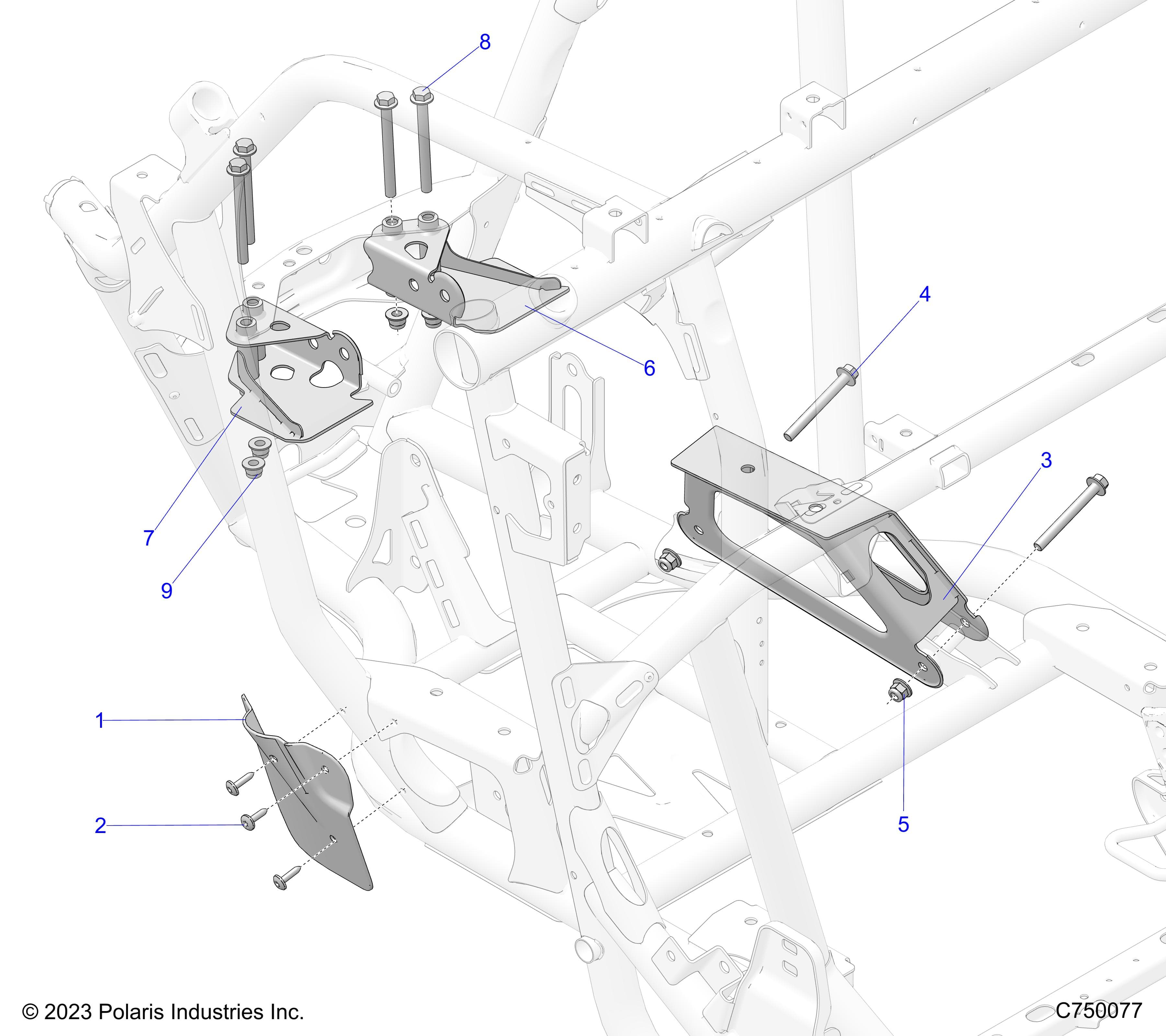 2026 RZR PRO R4 LE β CHASSIS, ENGINE AND REAR DRIVELINE MOUNTING - Z26R4P2KBL (C750077) diagram