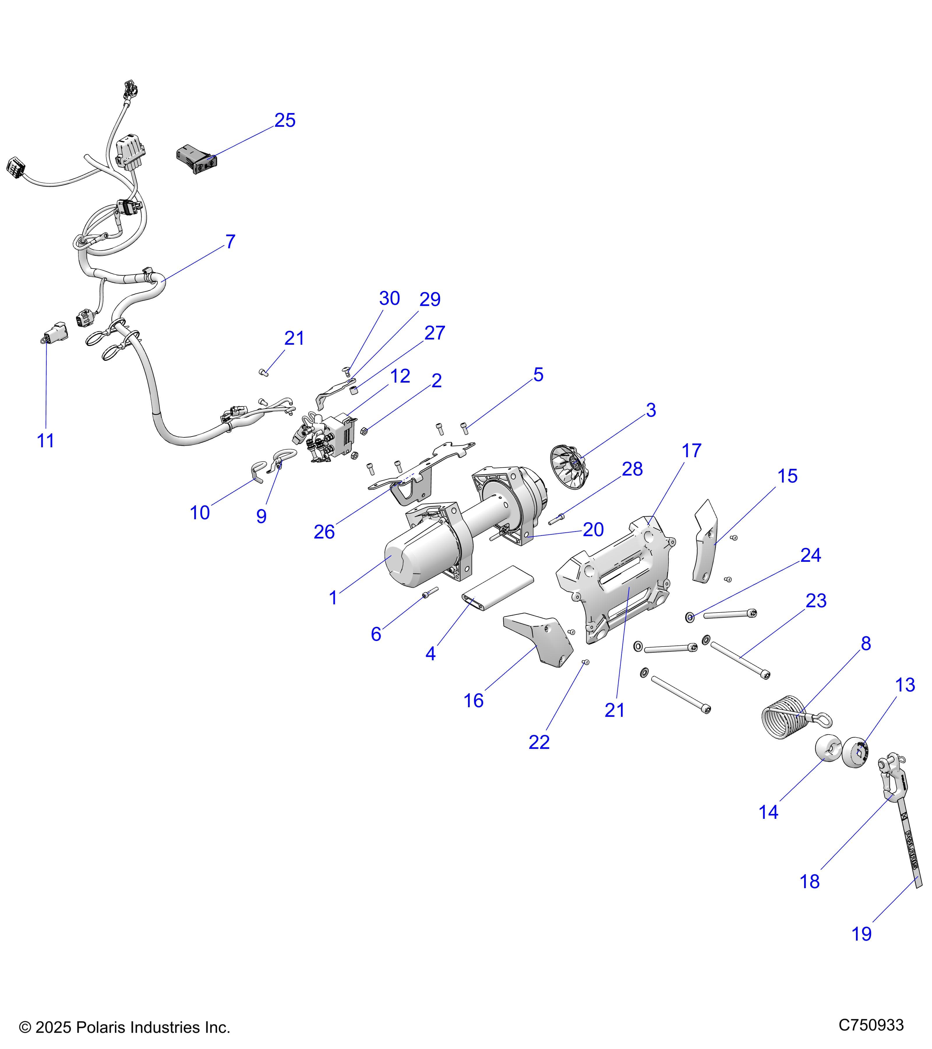 2026 RZR XP S 1000 ULTIMATE β CHASSIS, WINCH - Z26NEY99A4/B4/A6/B6 (C750933) diagram
