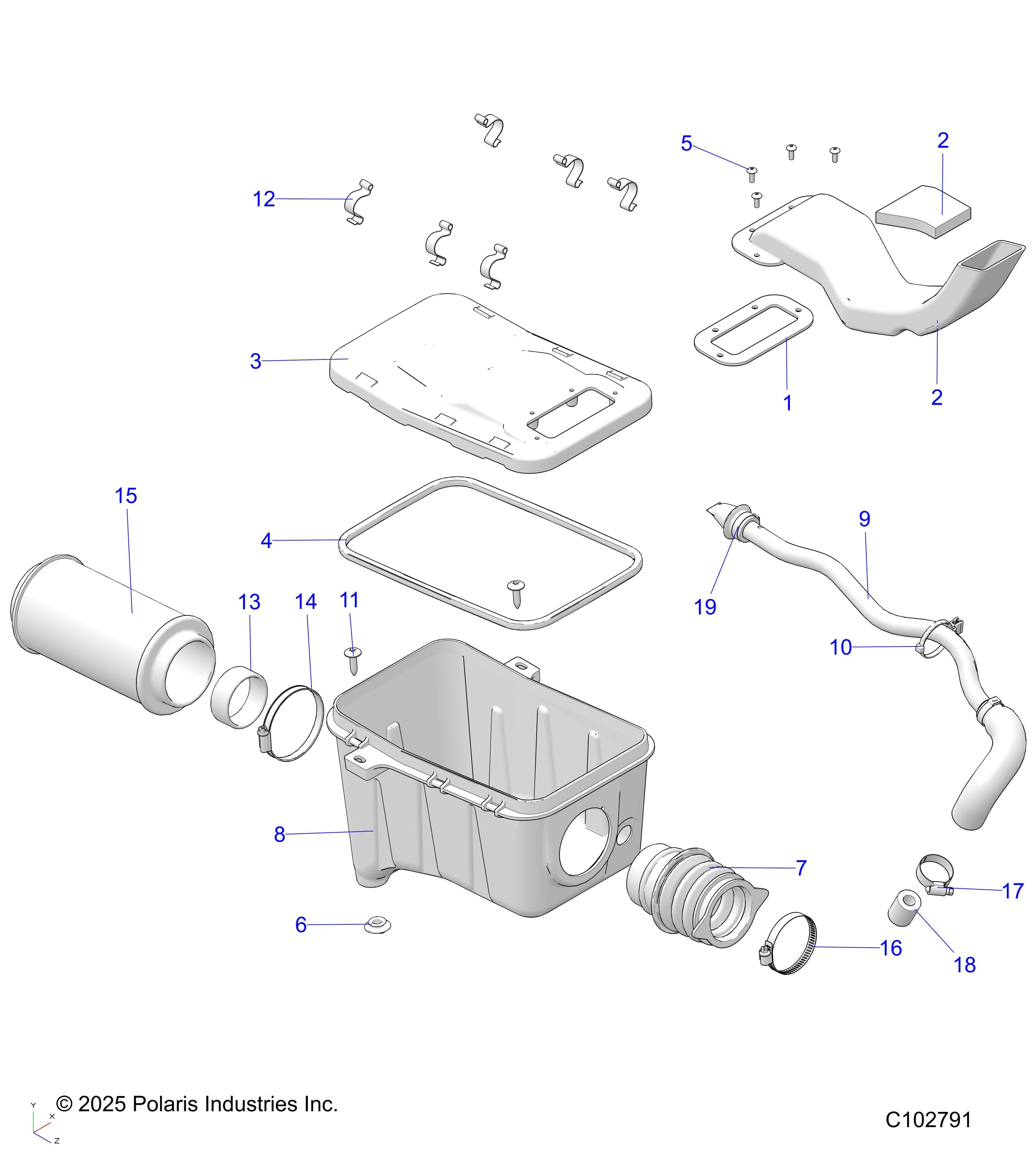 2026 SPORTSMAN 570 EPS TRAIL PACKAGE β ENGINE, AIR INTAKE SYSTEM - A26SHY57AL/AS (C102791) diagram