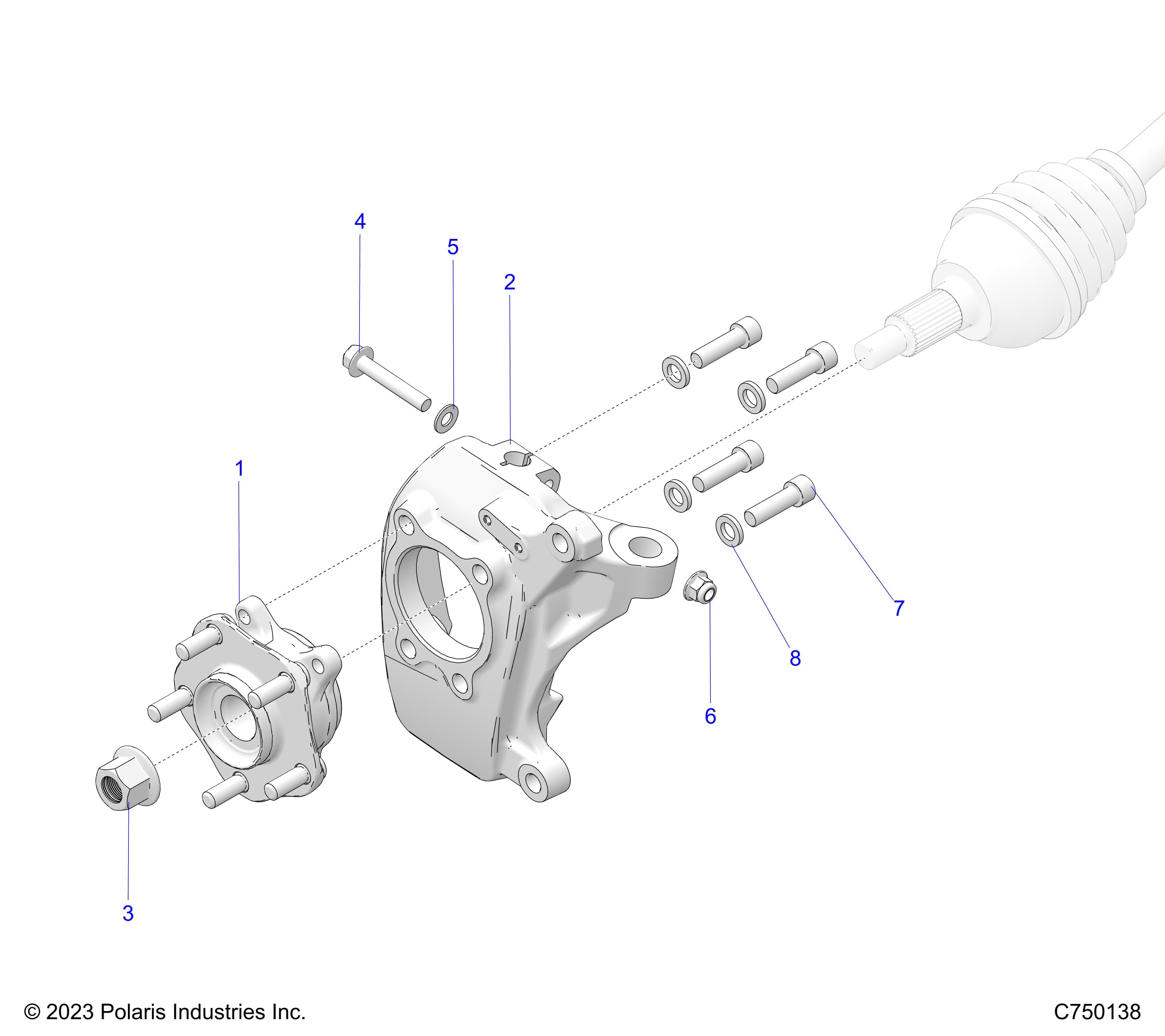 2026 RZR PRO S SPORT β SUSPENSION, FRONT CARRIER AND HUB - Z26SPE92A4/B4/A6/B6 (C750138) diagram
