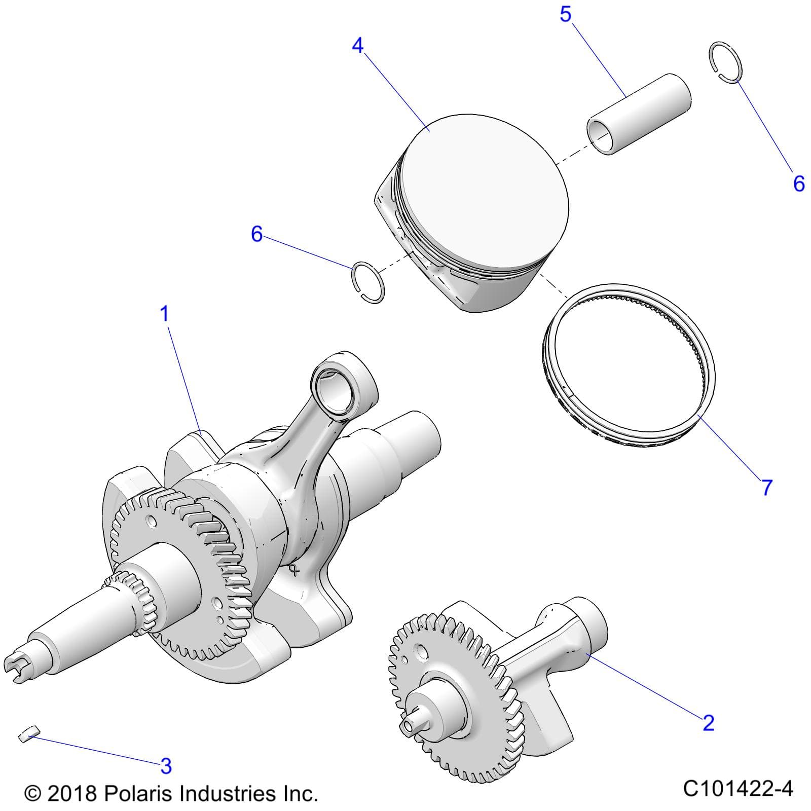 2026 SPORTSMAN TOURING 570 β ENGINE, CRANKSHAFT, PISTON and BALANCE SHAFT - A26SDA57A7 (C101422-4) diagram